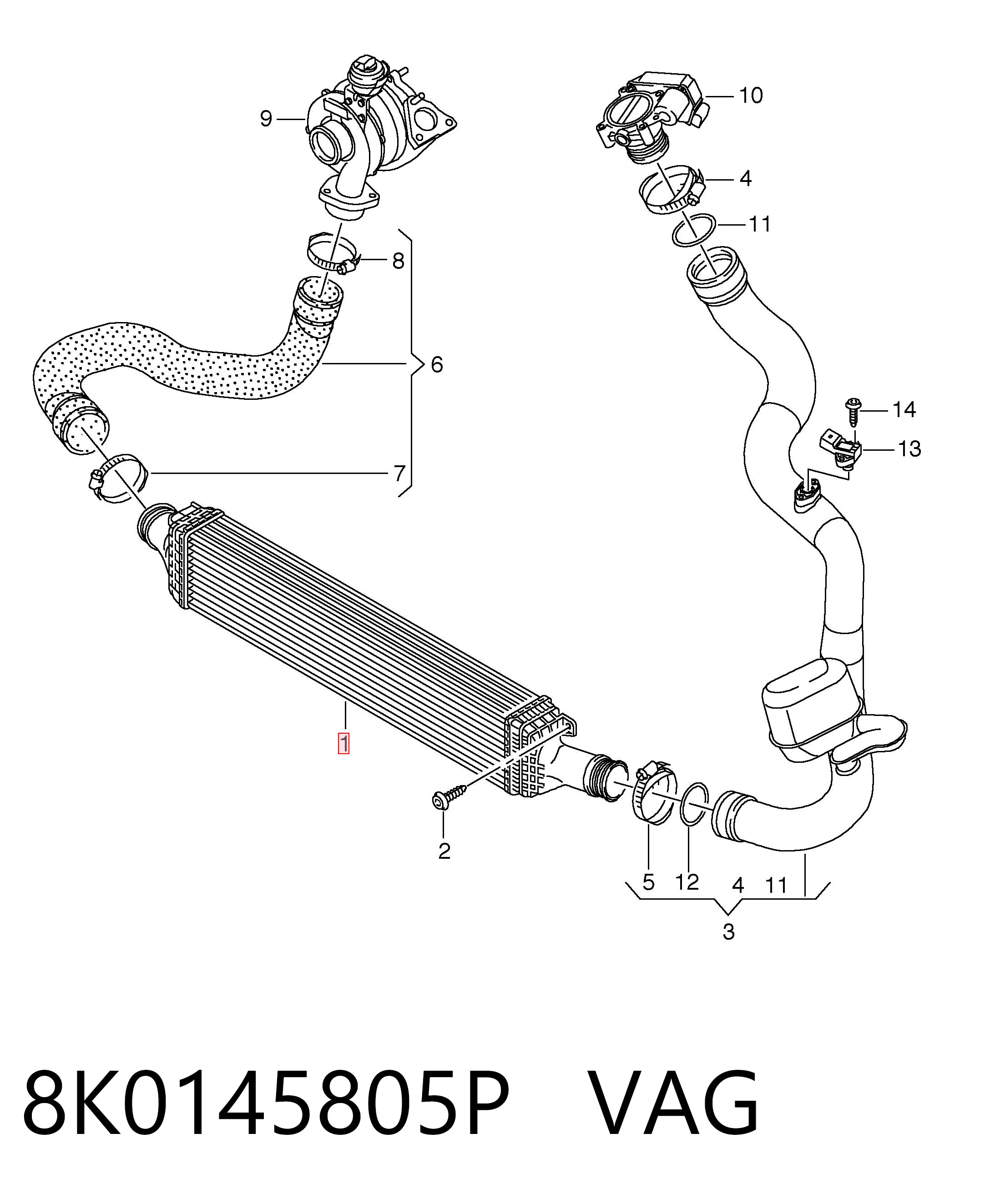 8K0145805P VAG Охолоджувач наддувочного повітря