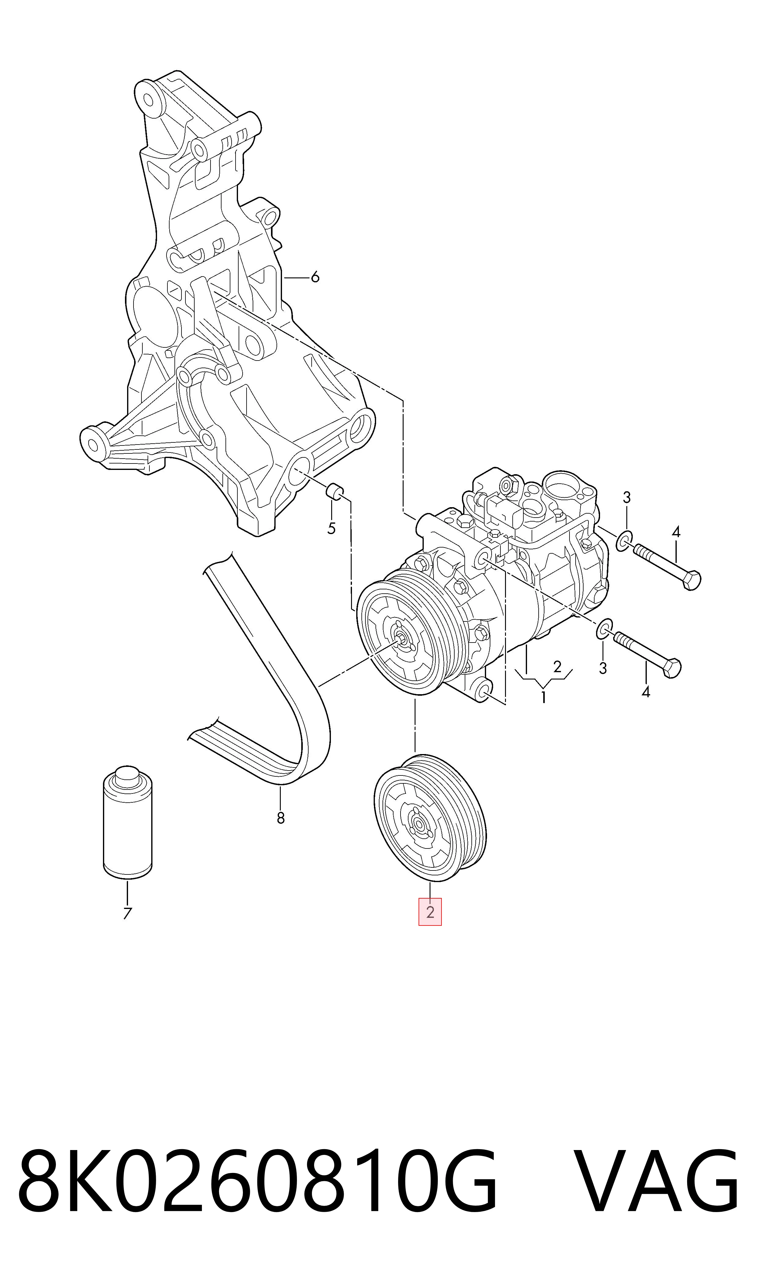 8K0260810G VAG Шків компресора кондиціонера