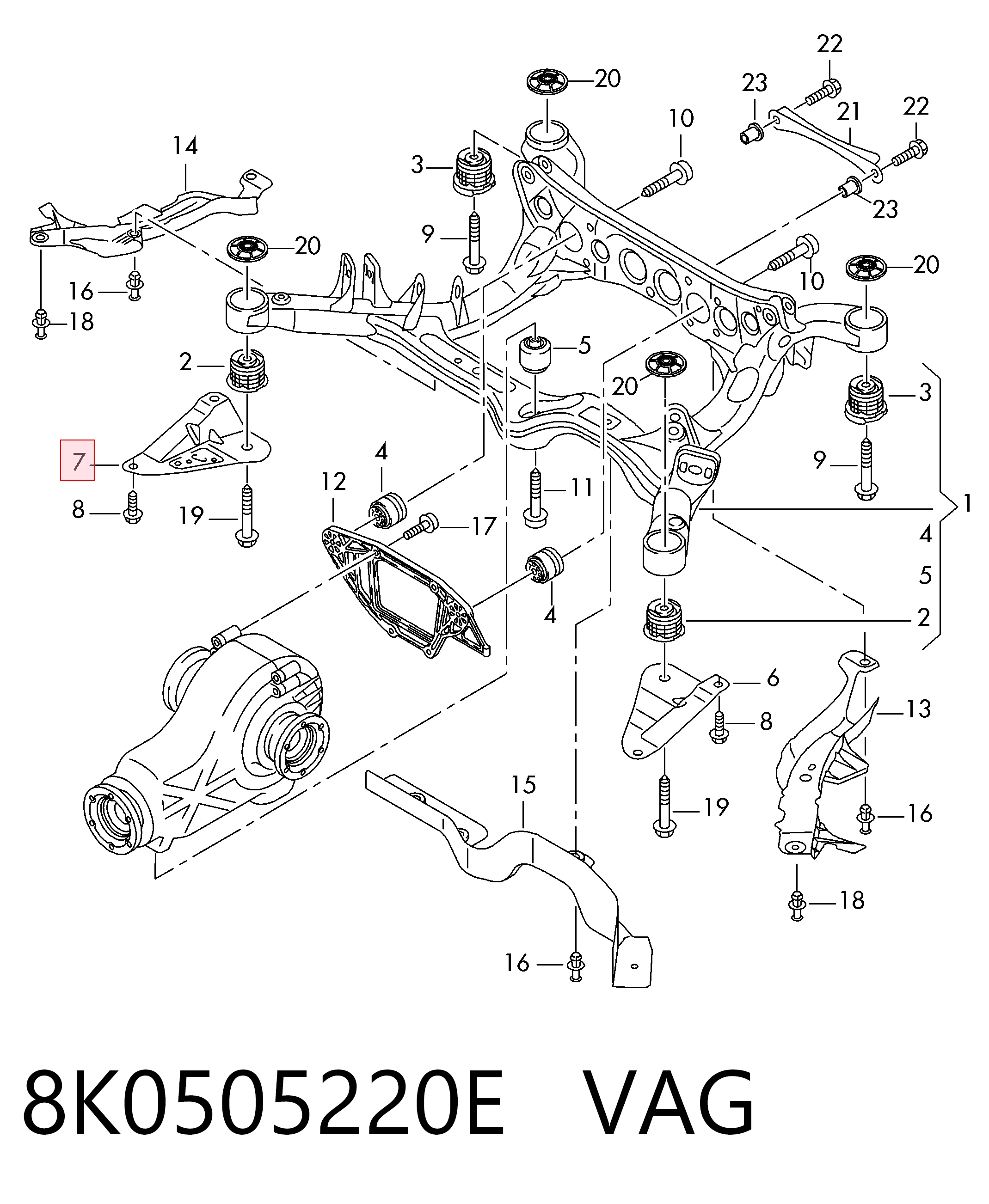 8K0505220E VAG Кронштейн задньої балки