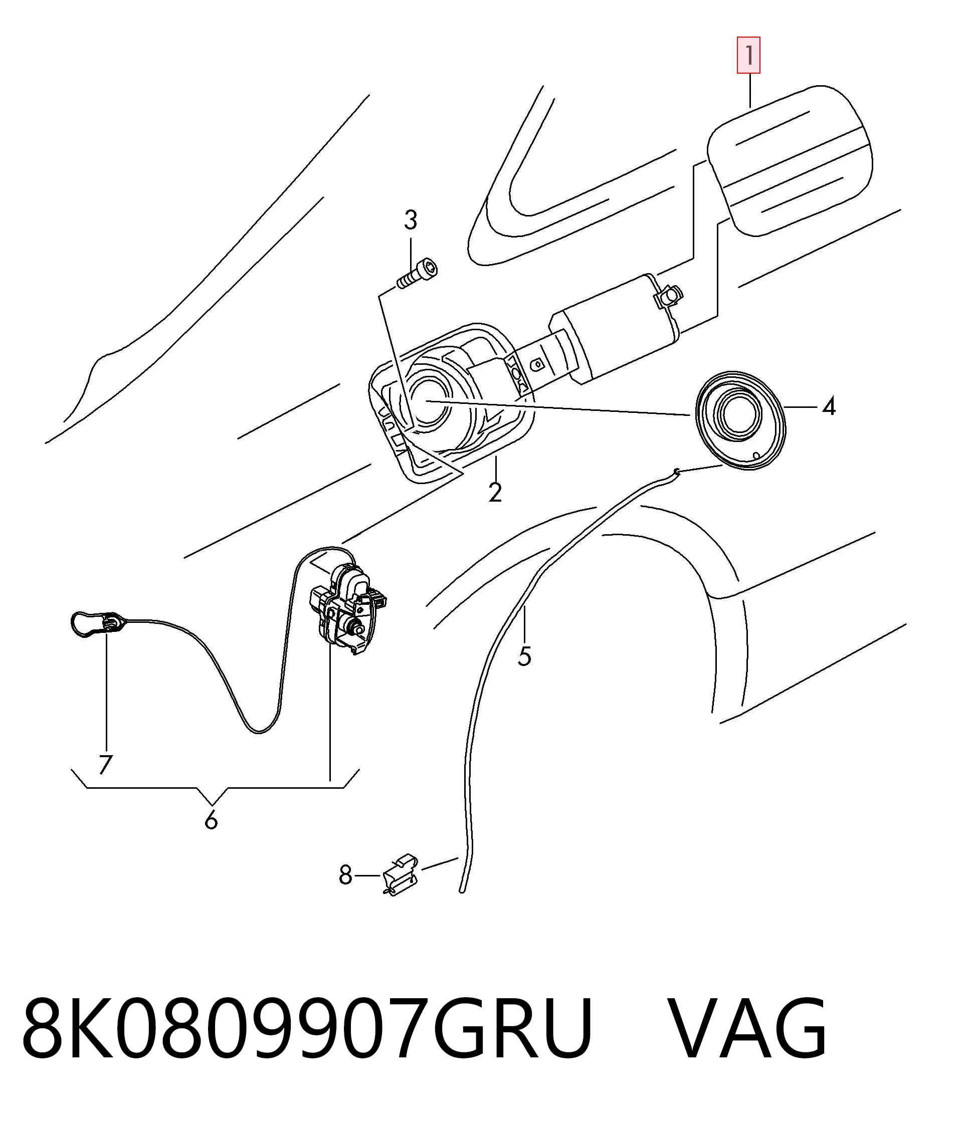 8K0809907GRU VAG Дверцята бензобака