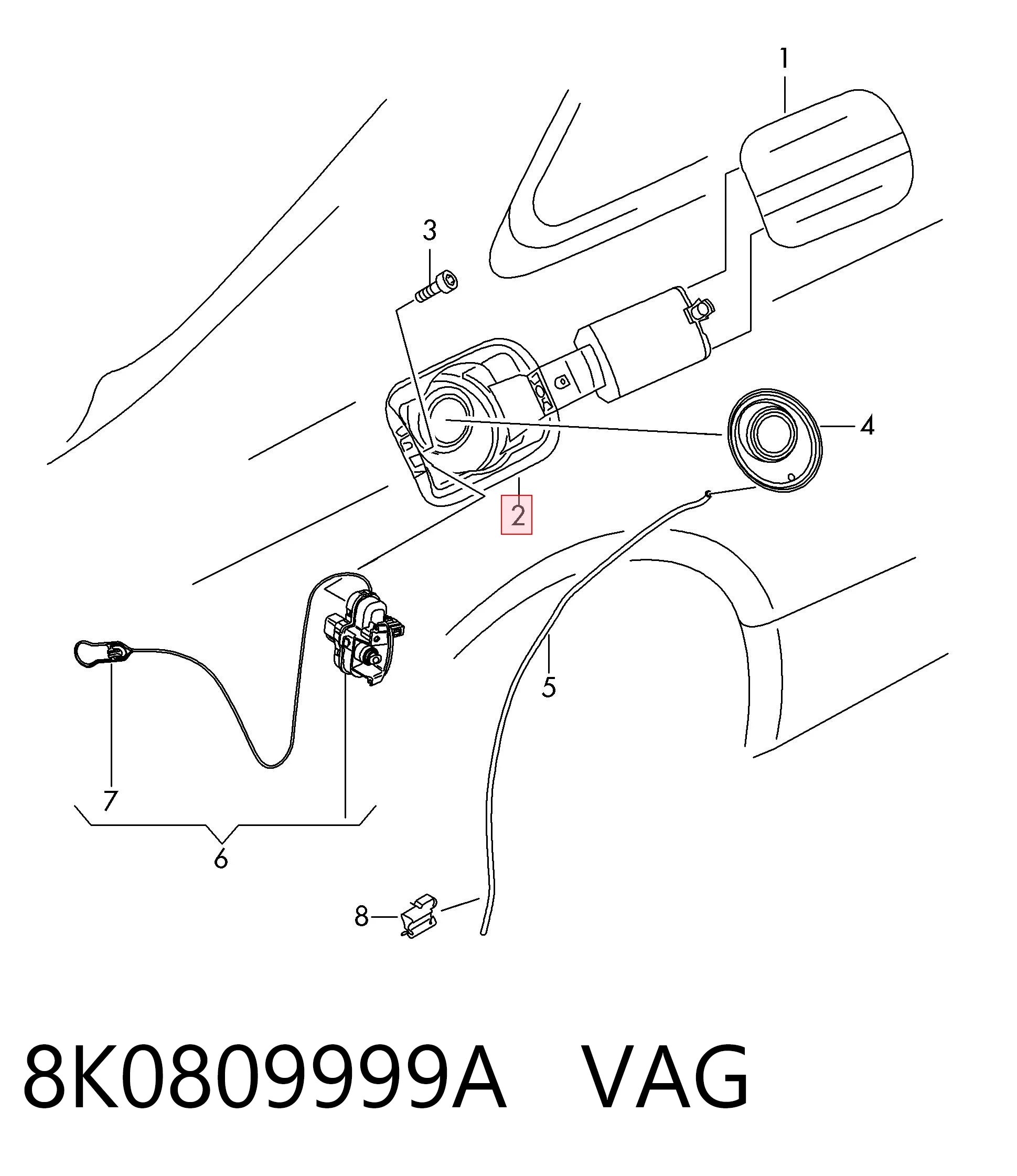 8K0809999A VAG Горловина паливного бака