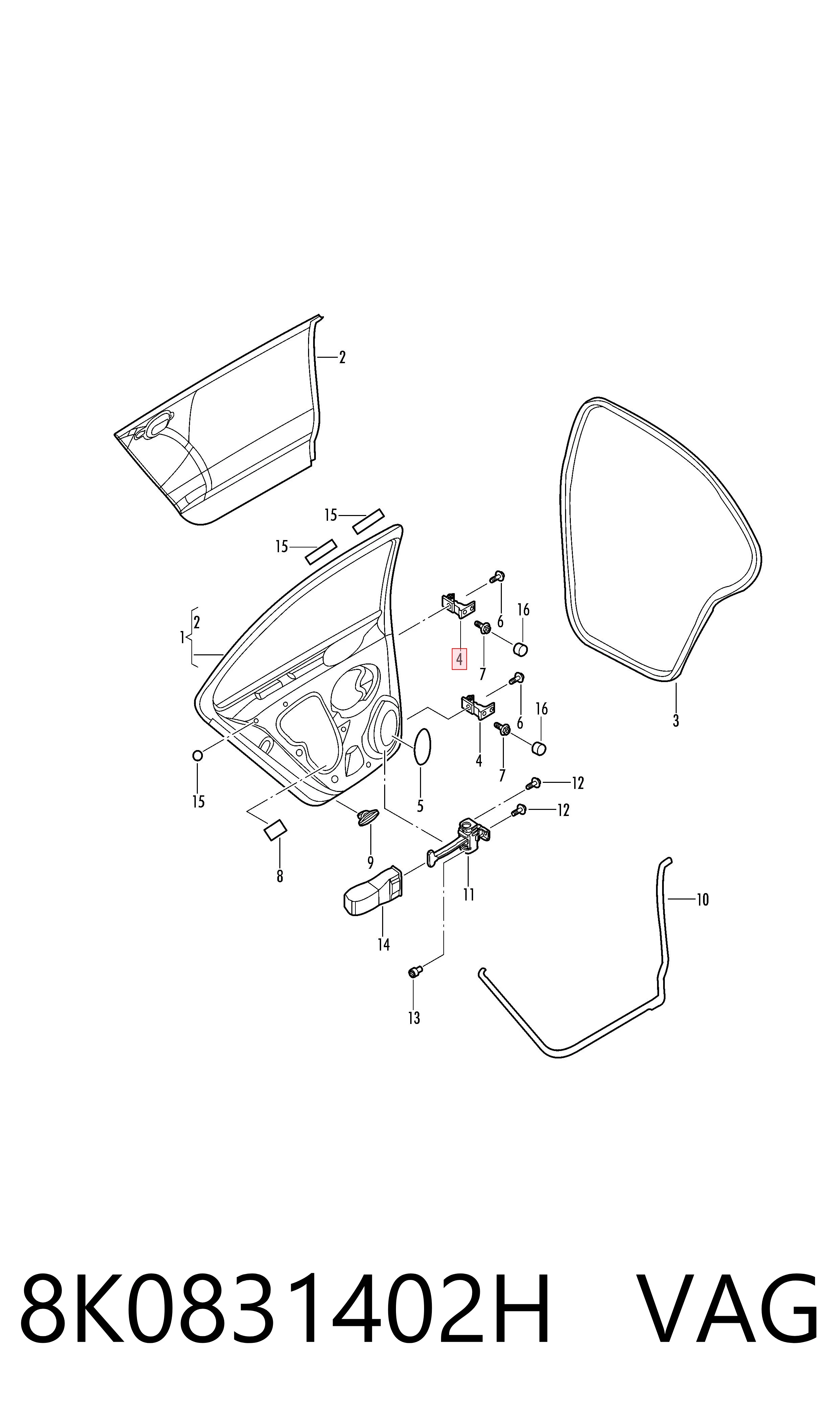 Петля задніх дверей, правих Porsche 8K0831402A