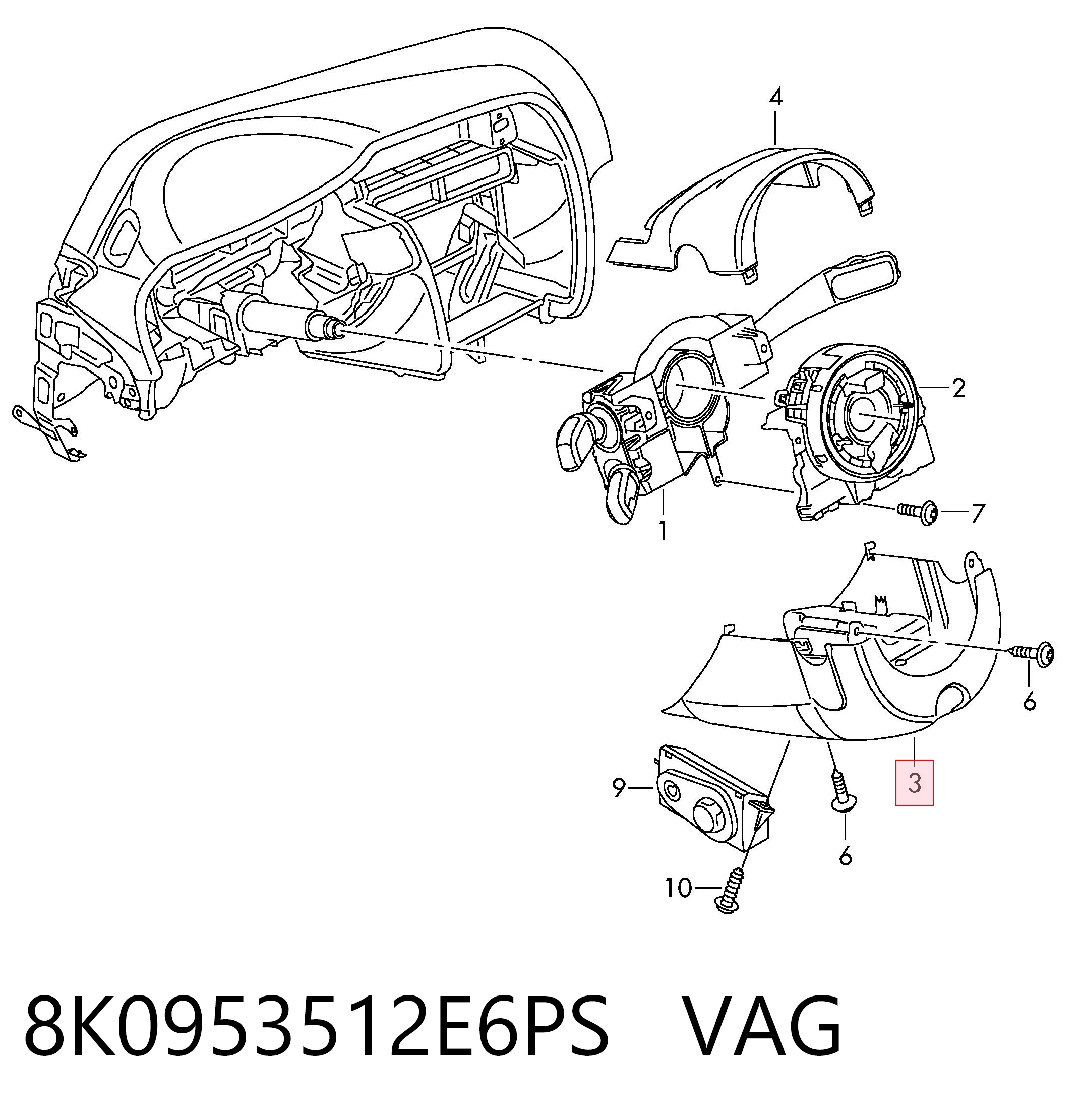 8K0953512E6PS VAG Захисний кожух кермового механізму