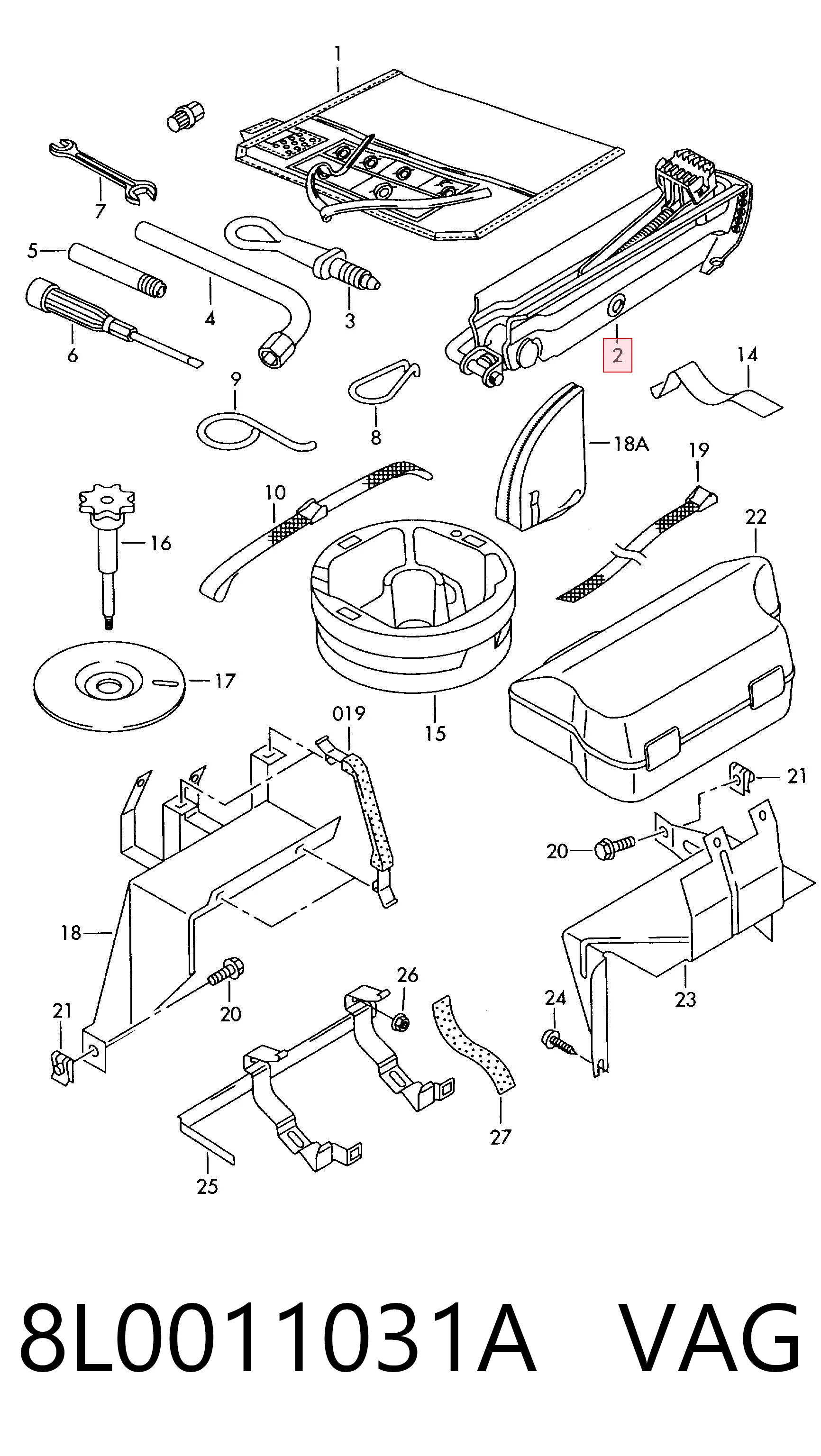 8L0011031A VAG Домкрат автомобільний