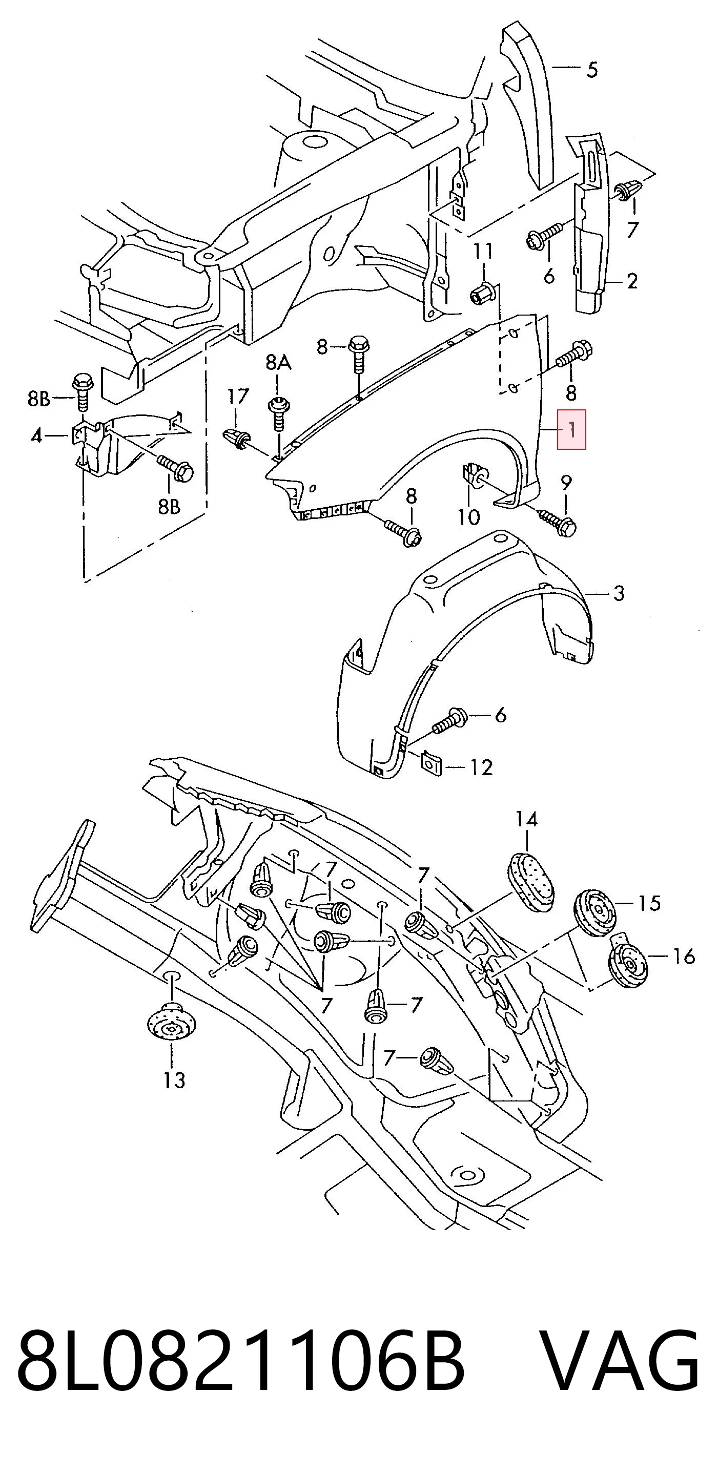 Купити Крила Audi A3  8L1