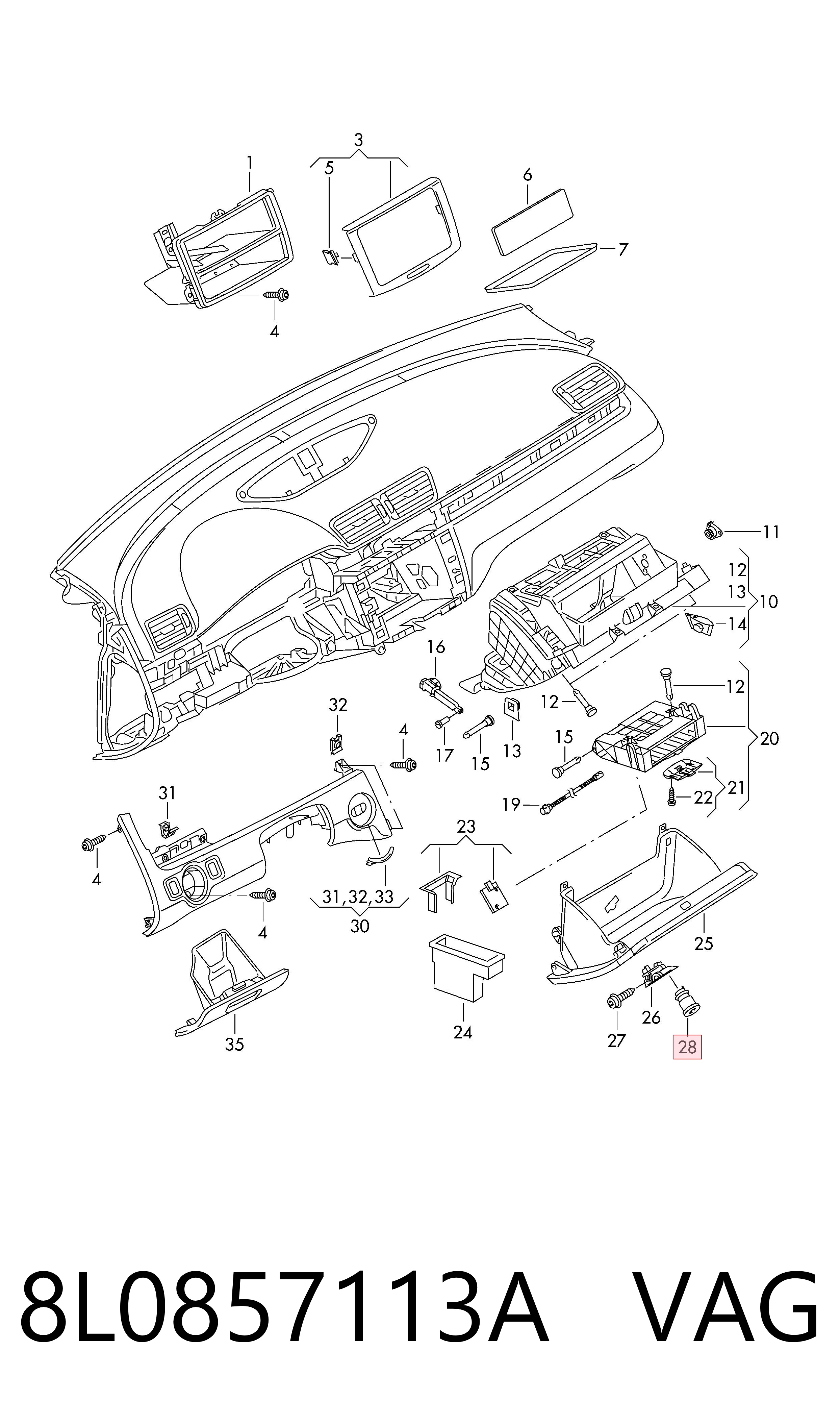Купити 8L0857113F Bentley Личинка замка ящика рукавички
