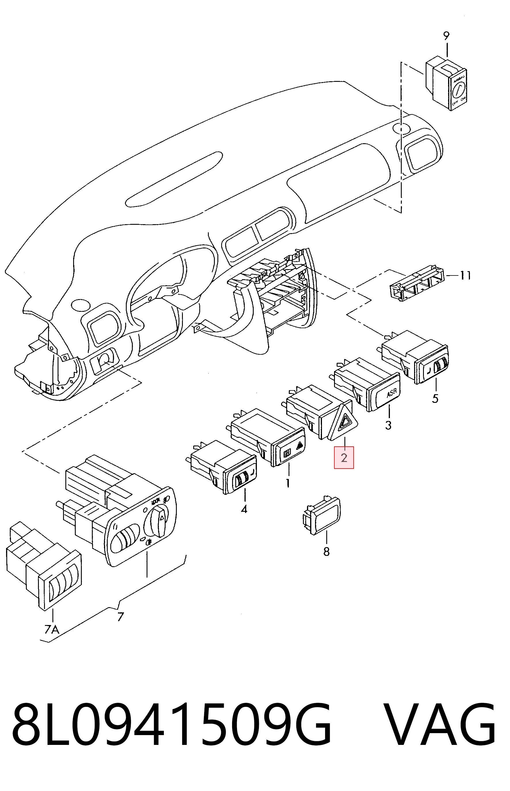 8L0941509G VAG Аварійна кнопка