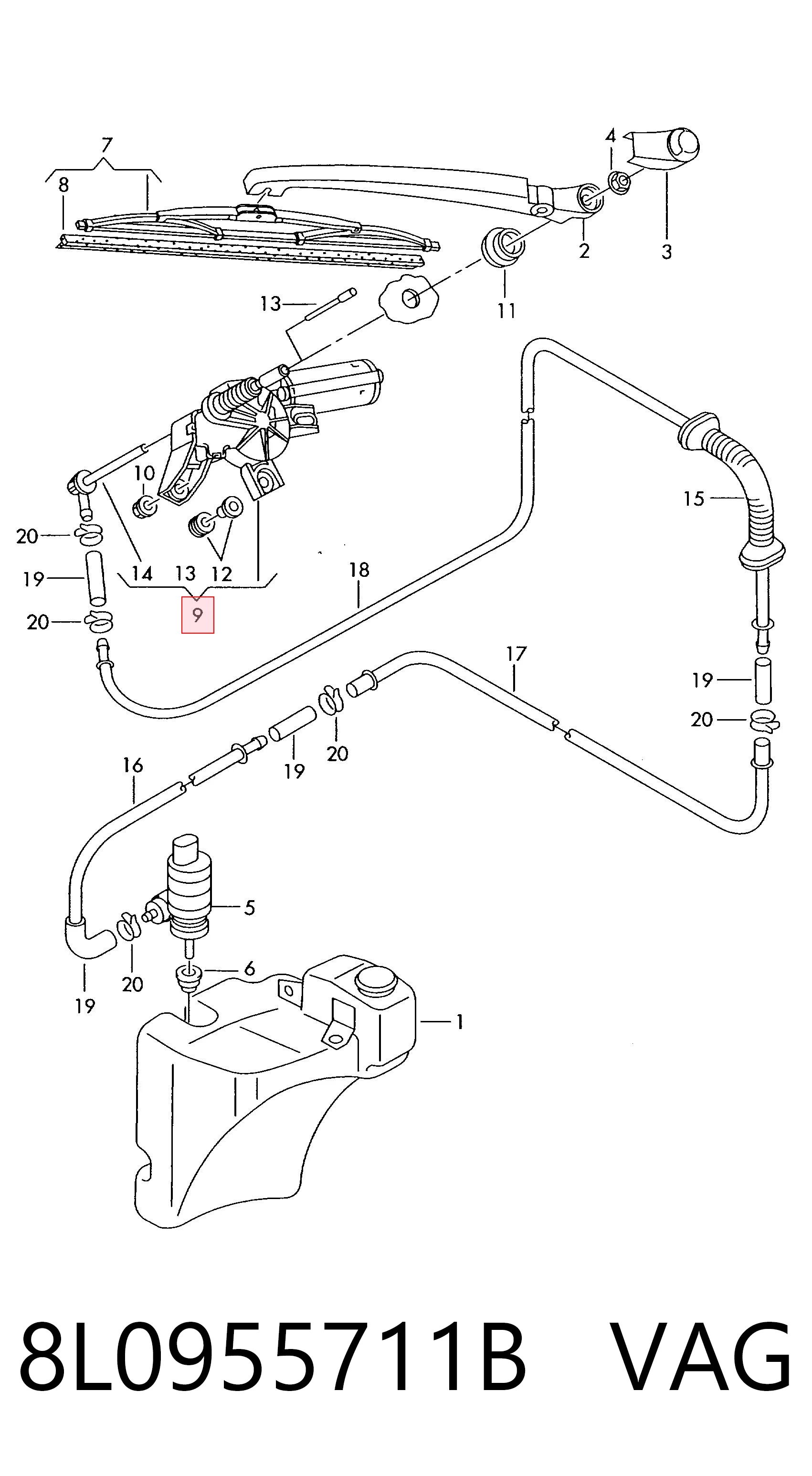 8L0955711B VAG Моторчик заднього двірника