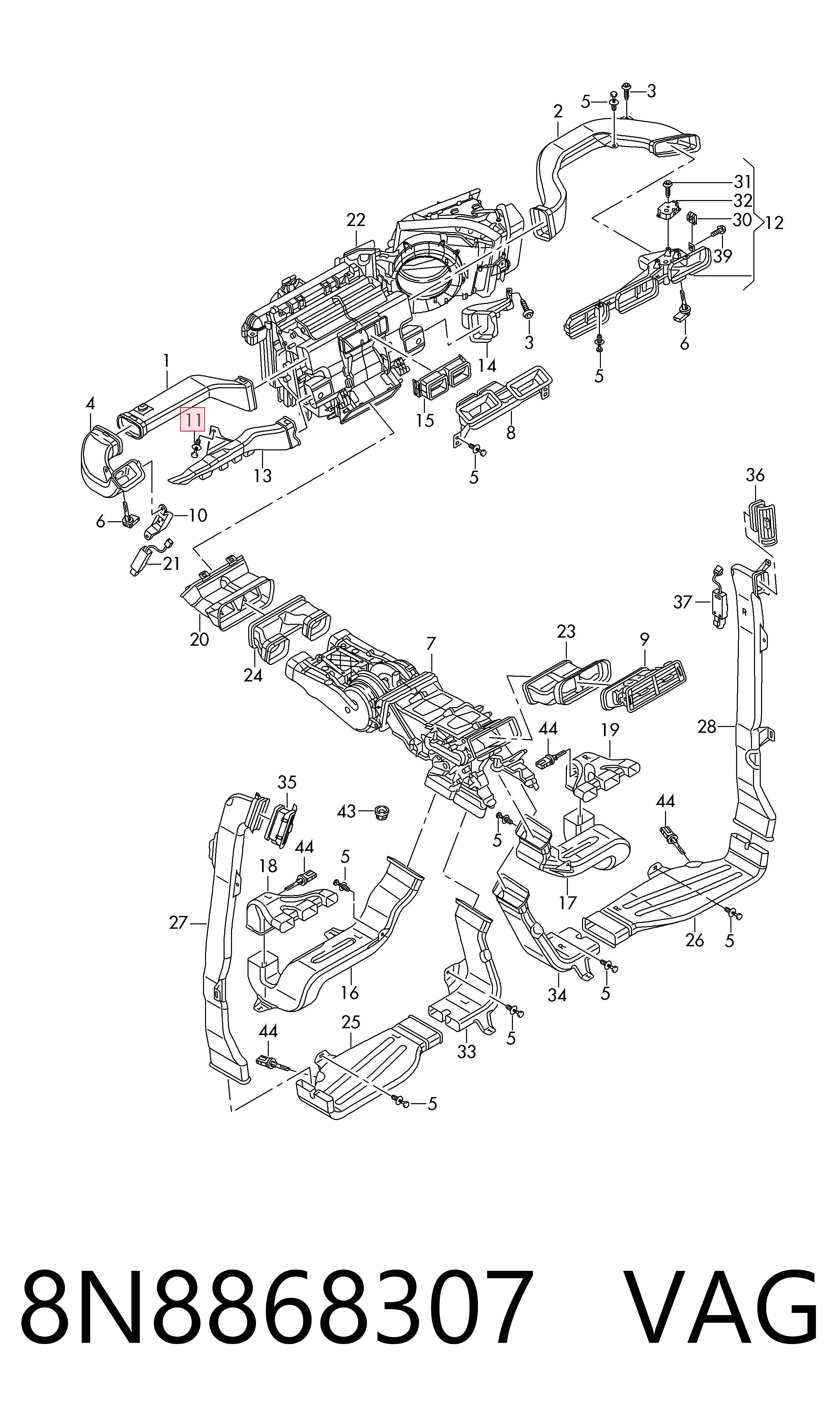  VAG 8N8868307 ціна, від 1.09 USD