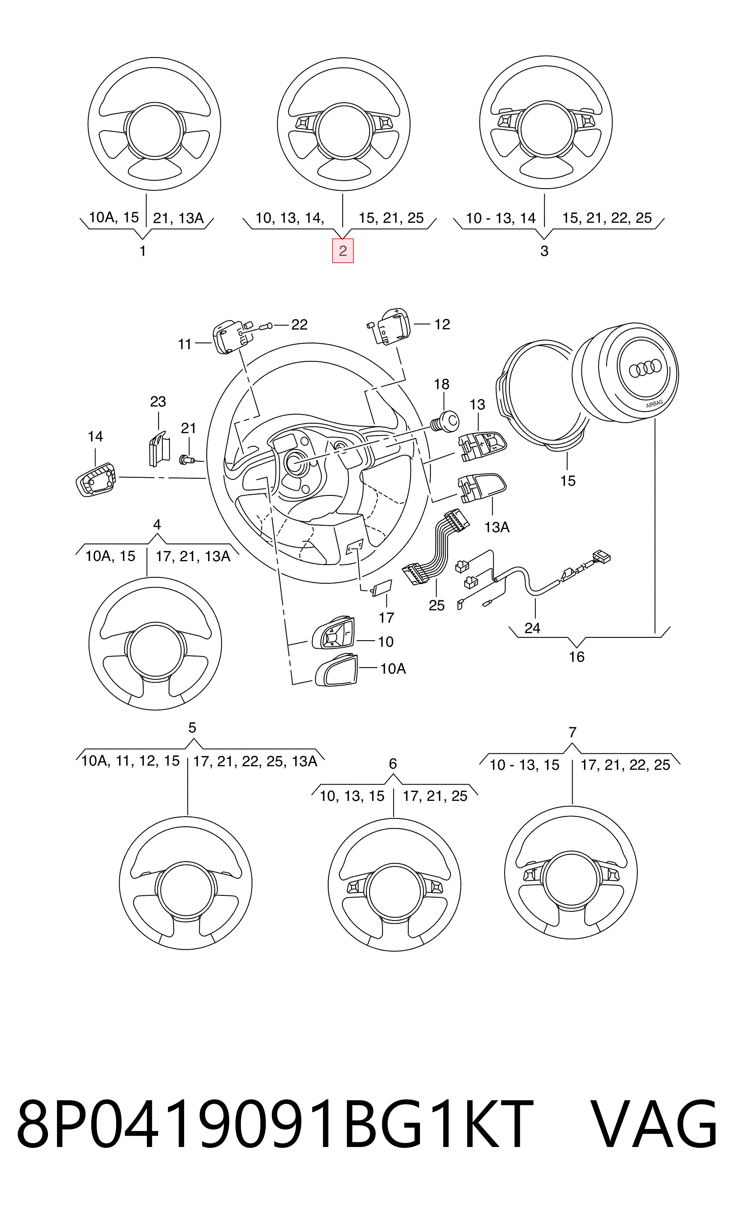 Рульове колесо Audi A3 хетчбек (8P1) (2003 - 2012) ціна, від 26.35 USD