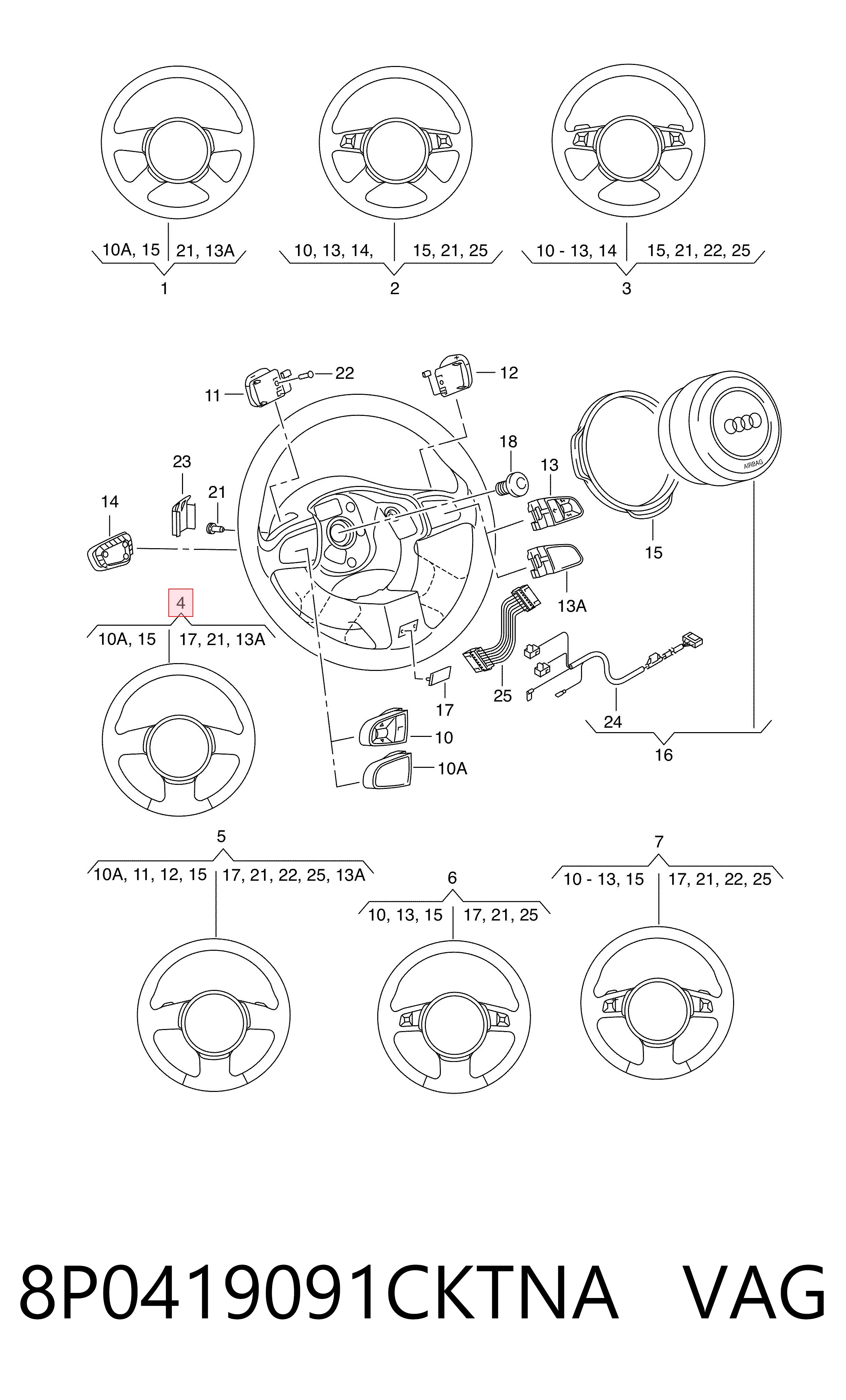 Рульове колесо на Audi A4 B6 8H7