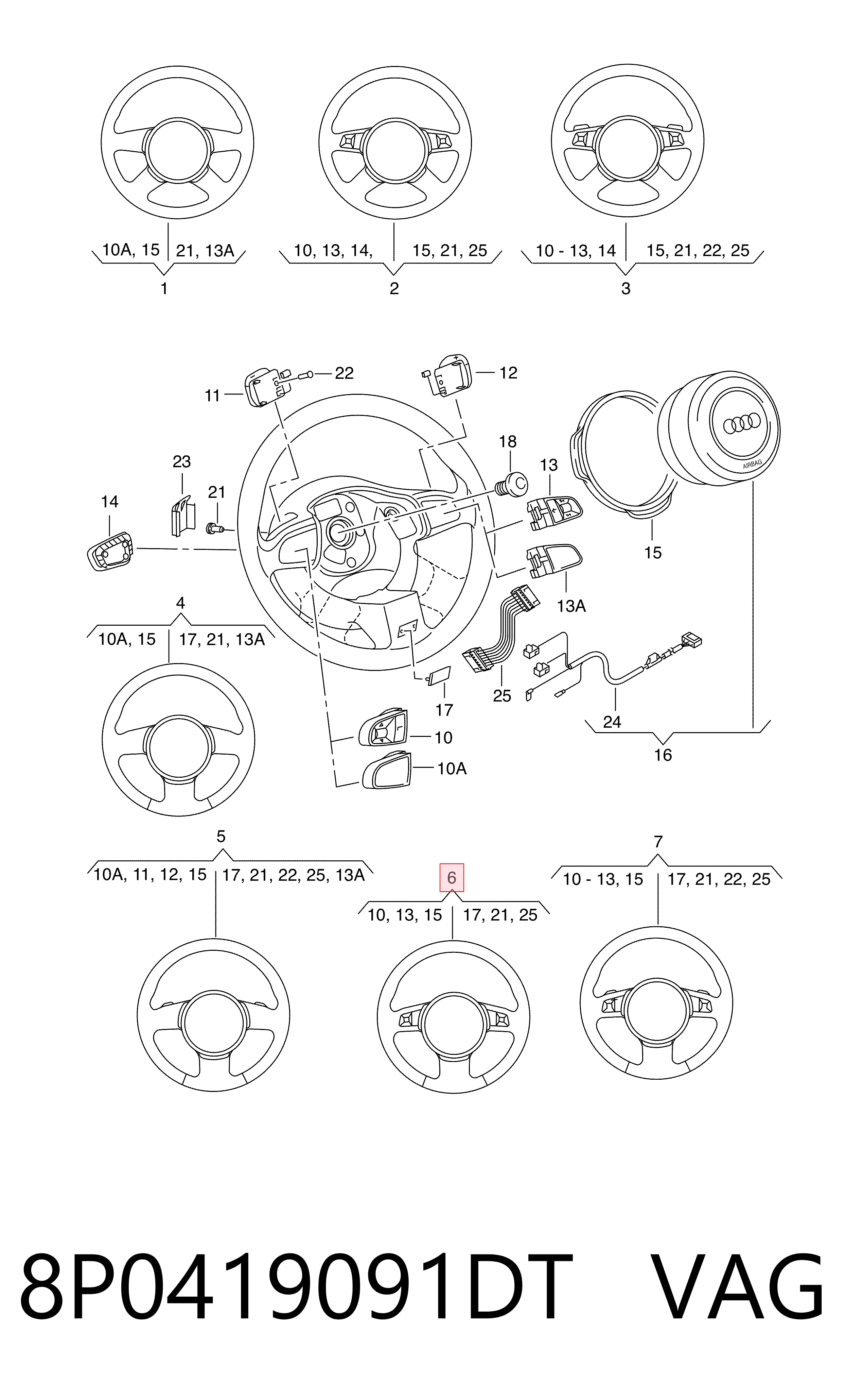 8P0419091DT VAG Рульове колесо
