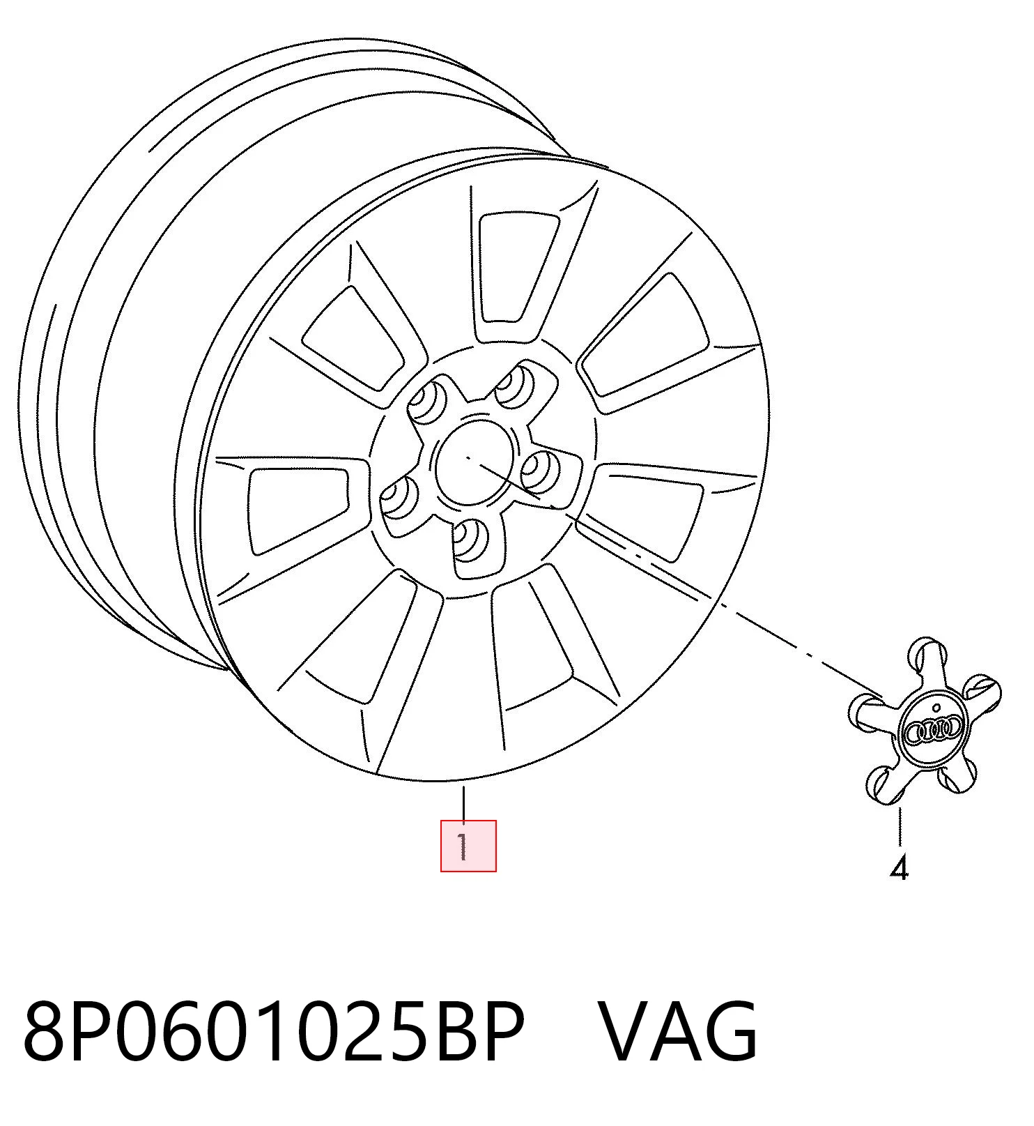 8P0601025BP VAG Диски литі (легкосплавні, титанові)