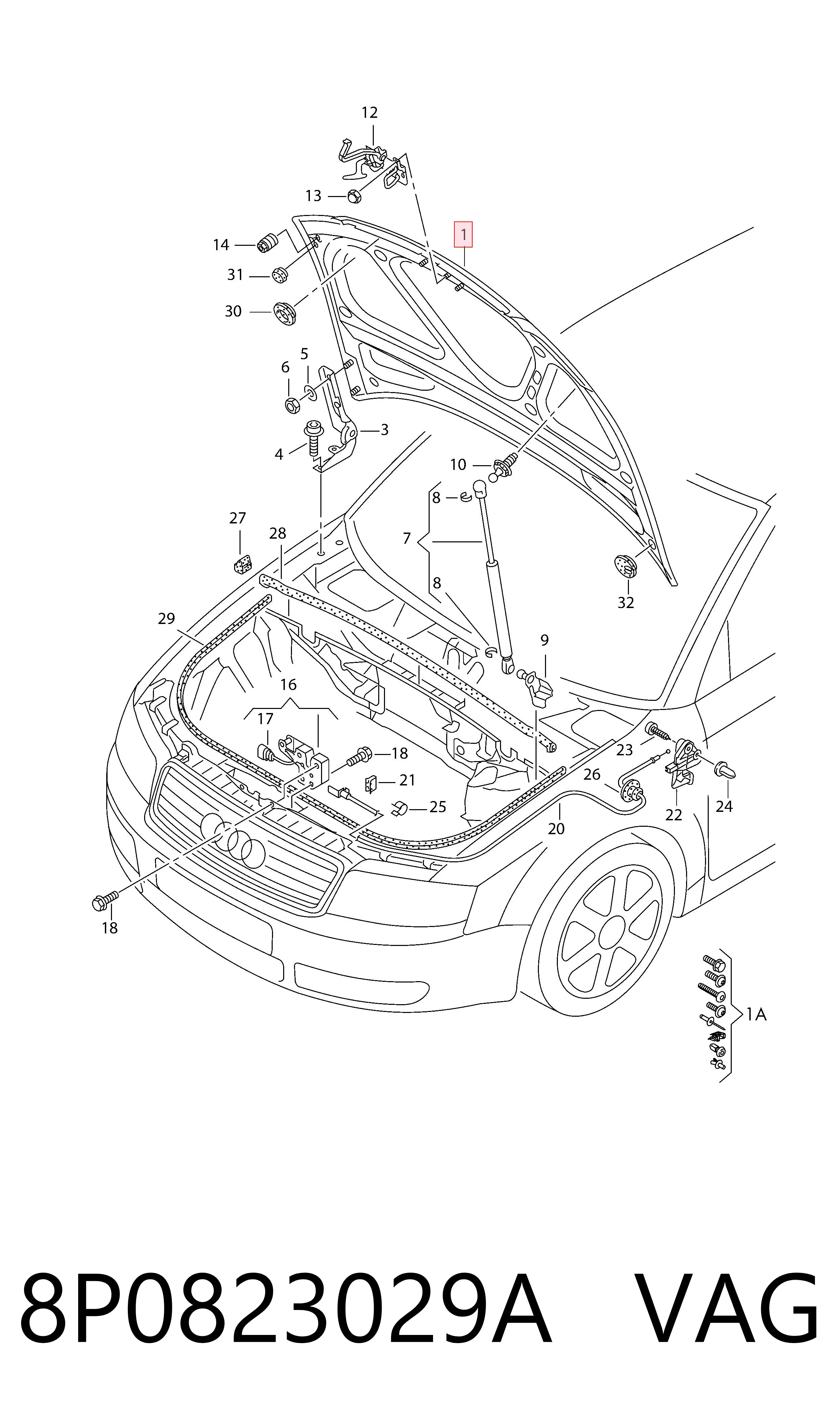 Купити Капот Audi A3 Sportback 8PA