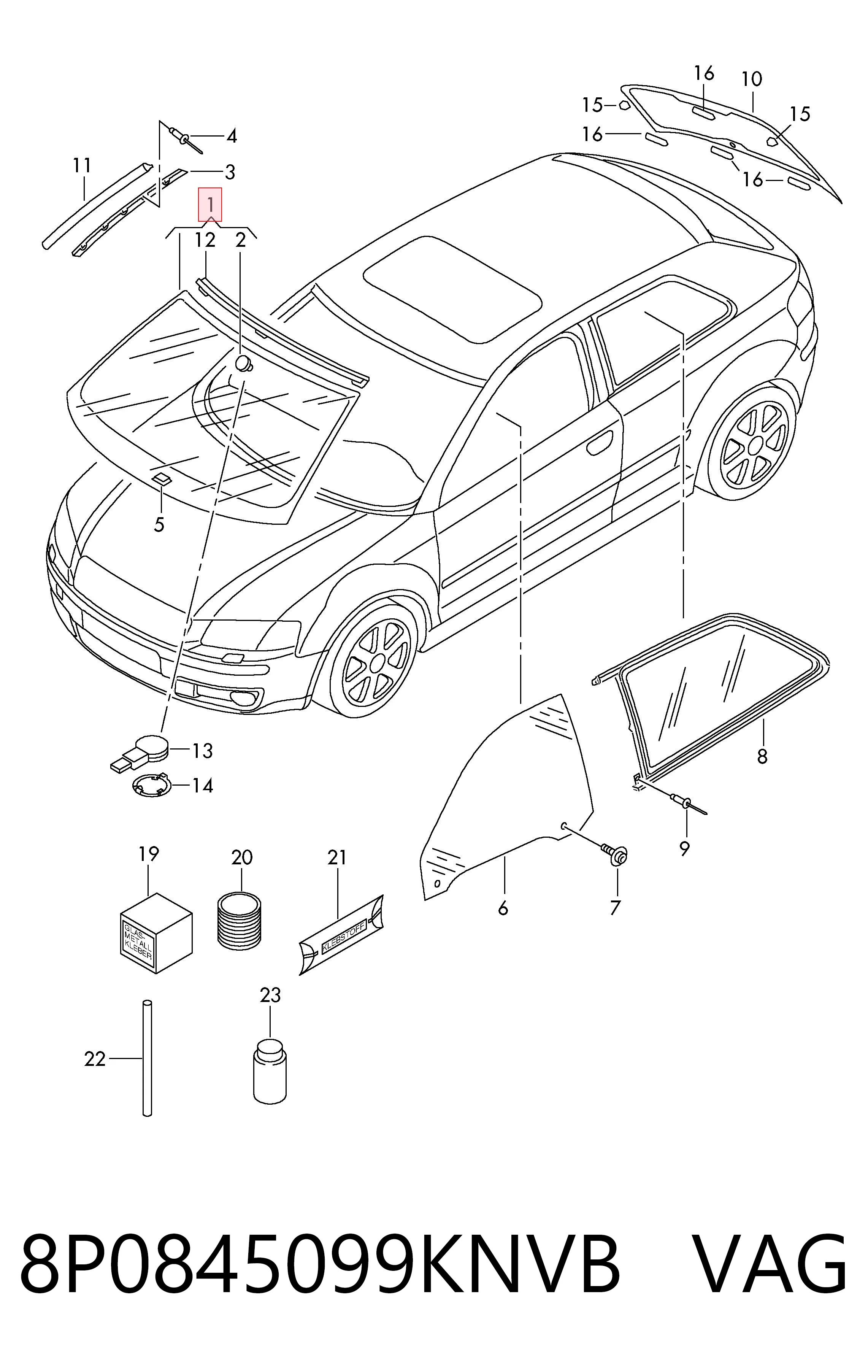 Автомобільне скло на Audi A3  8P1