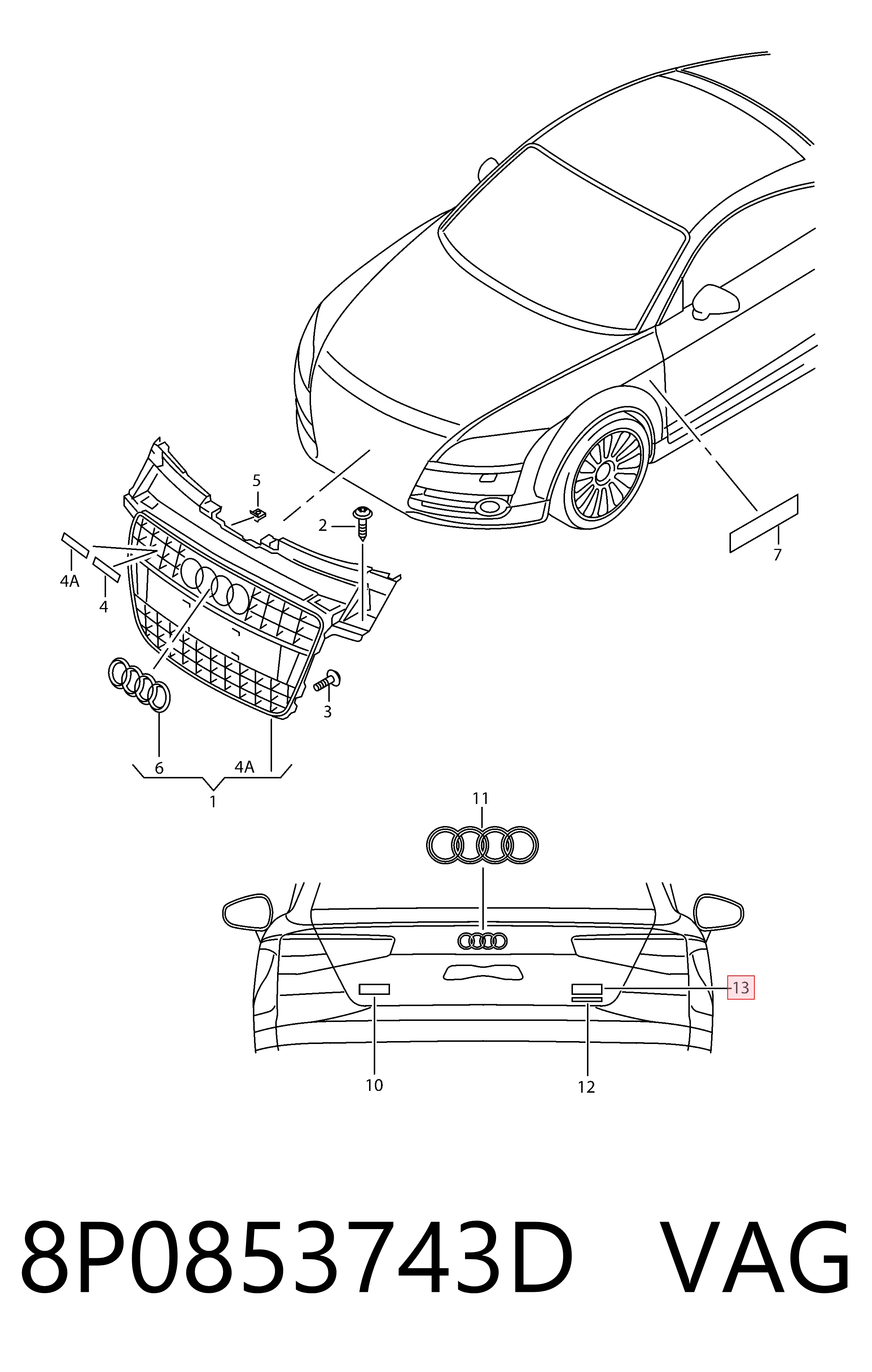  Емблема кришки багажника Audi TT 