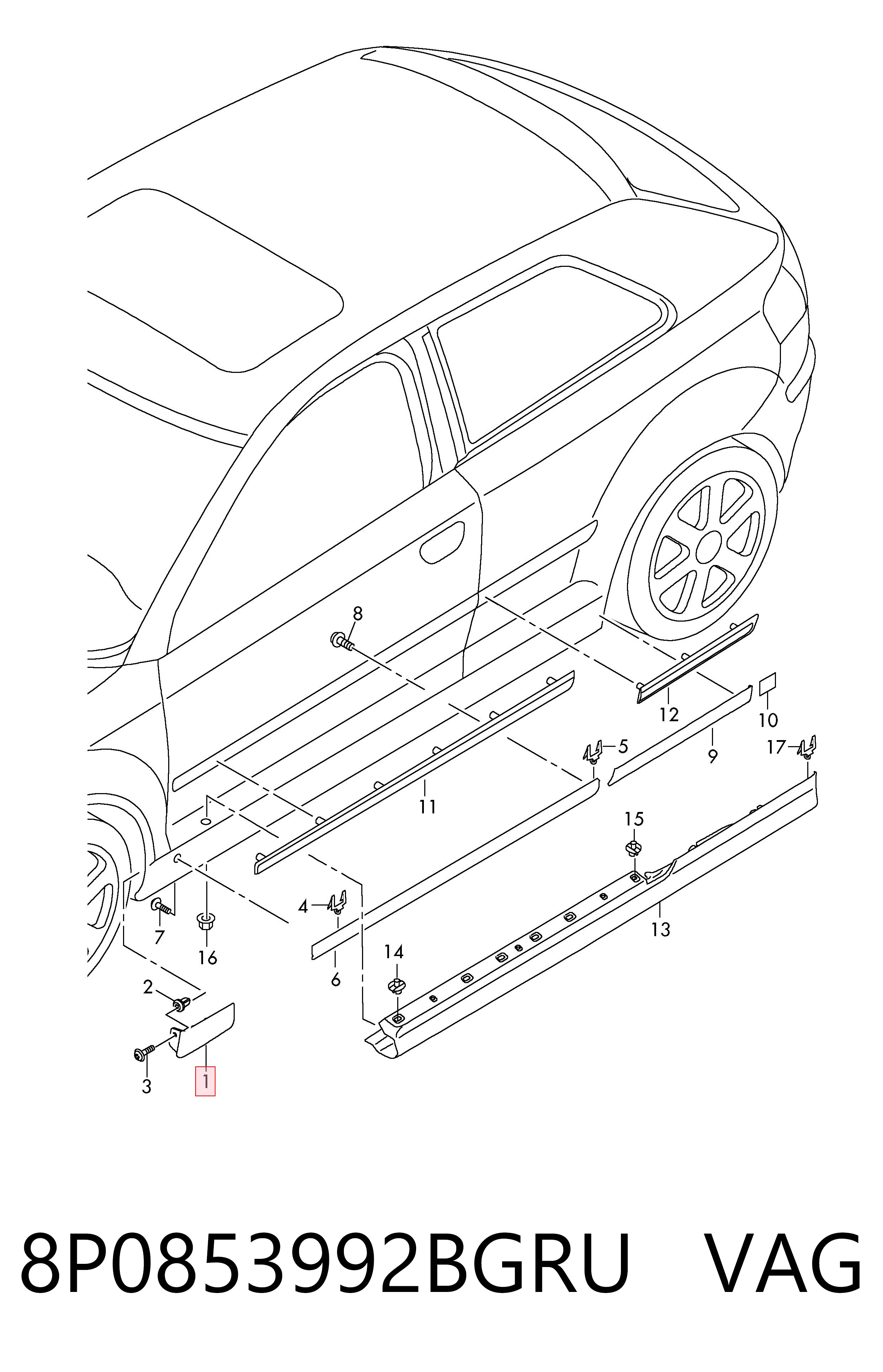 8P0853992BGRU VAG Накладка переднього правого крила