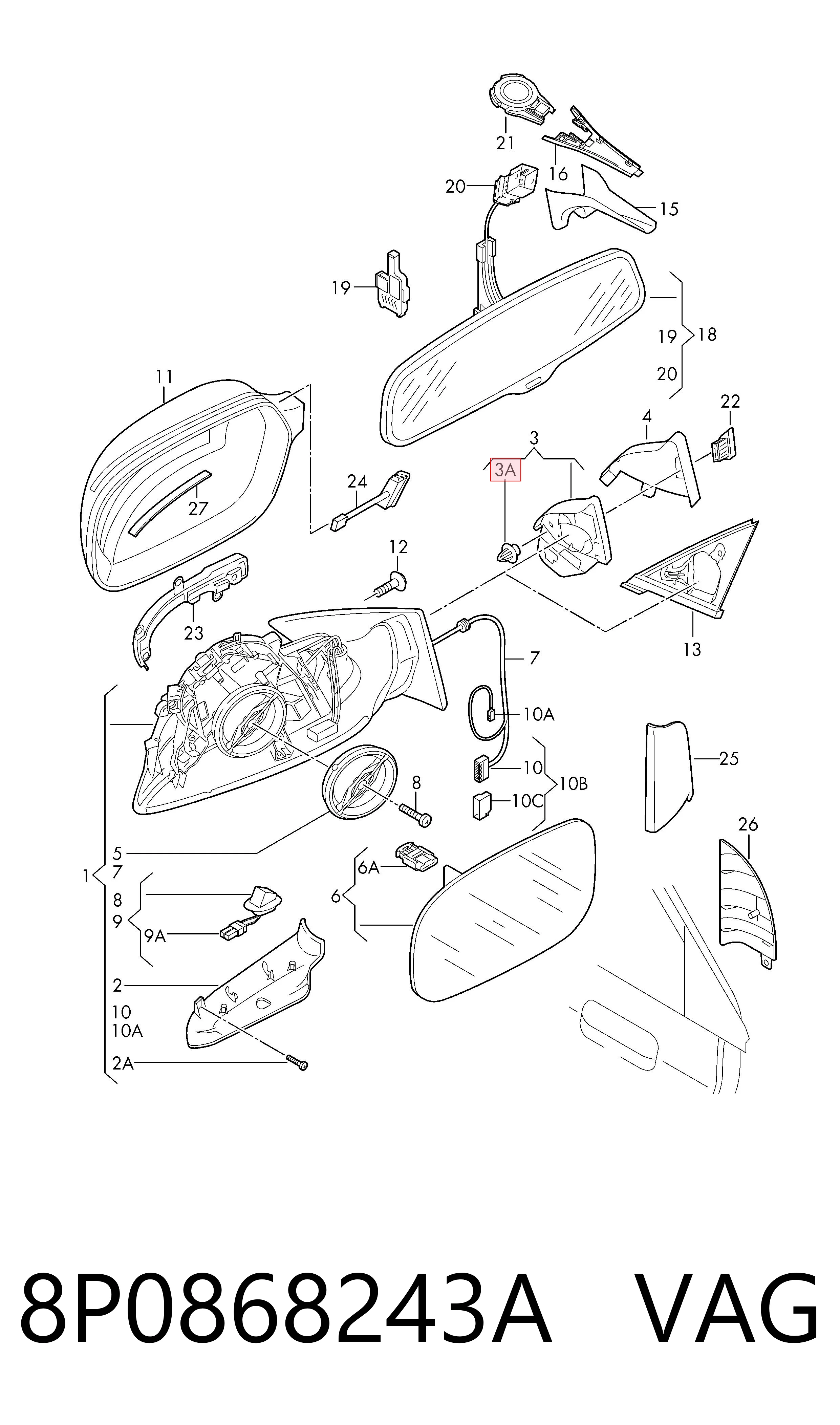  VAG 8P0868243A ціна, від 1.10 USD