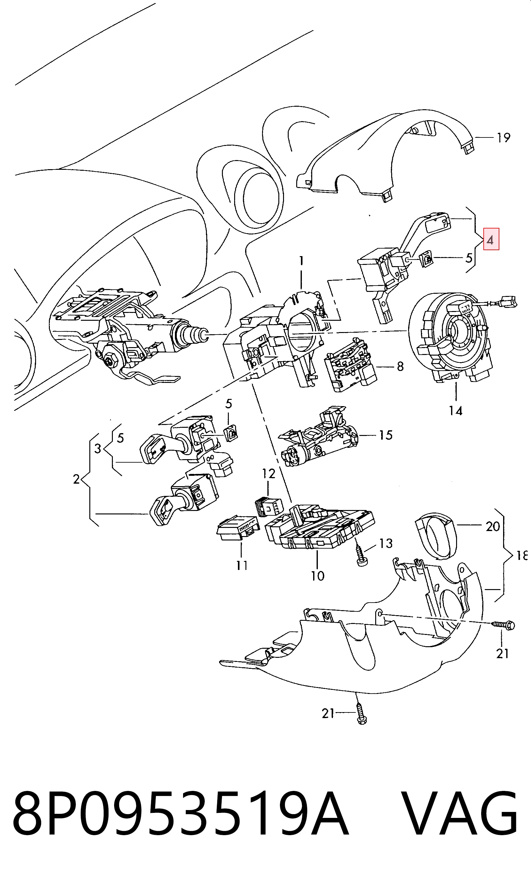 8P0953519A VAG Перемикач підрульовий, правий