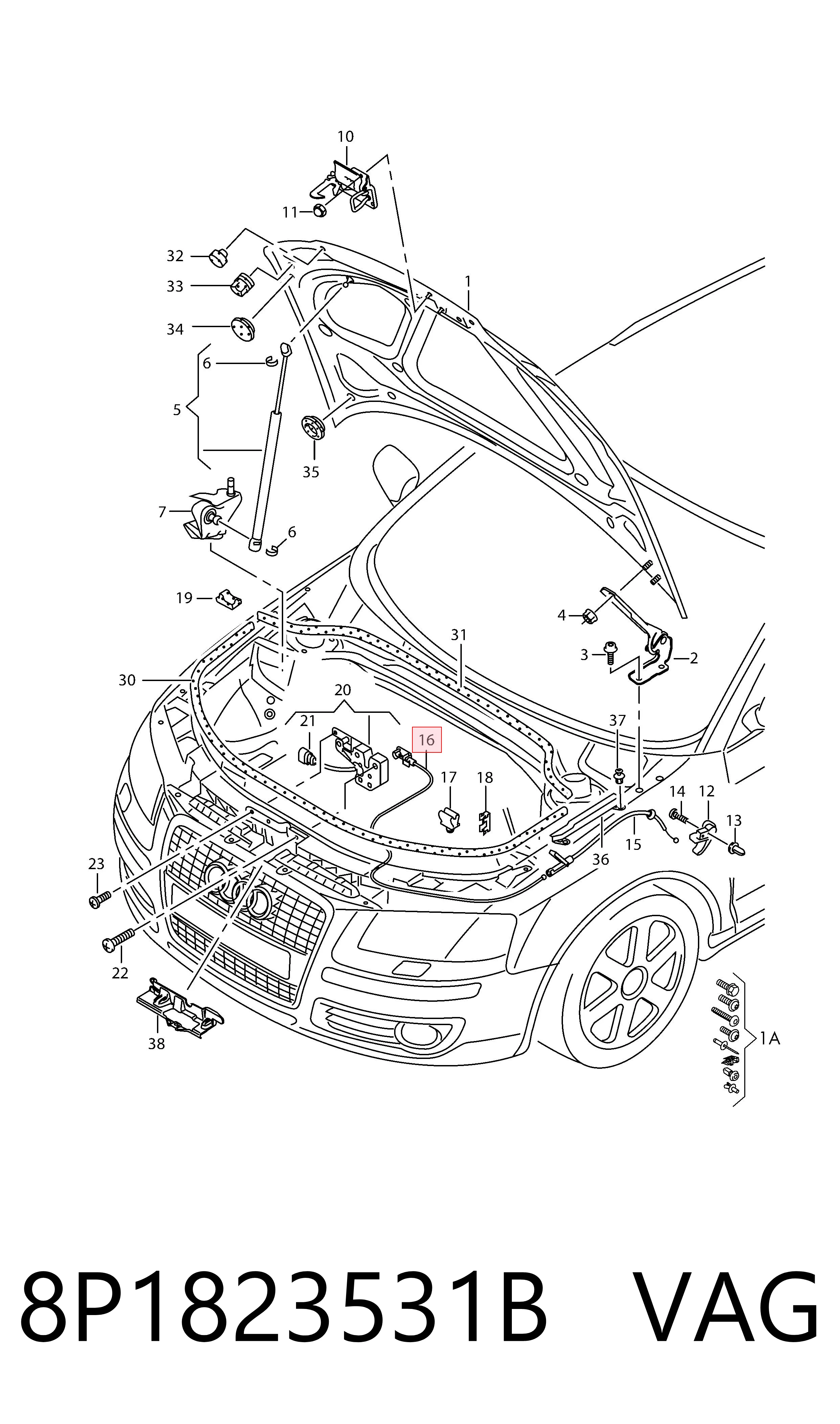 8P1823531B VAG Трос замка капота