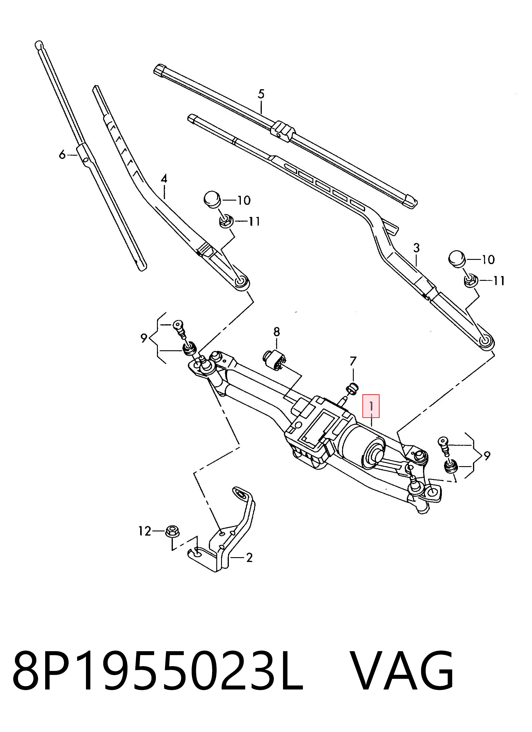 8P1955023L VAG Трапеція склоочисника
