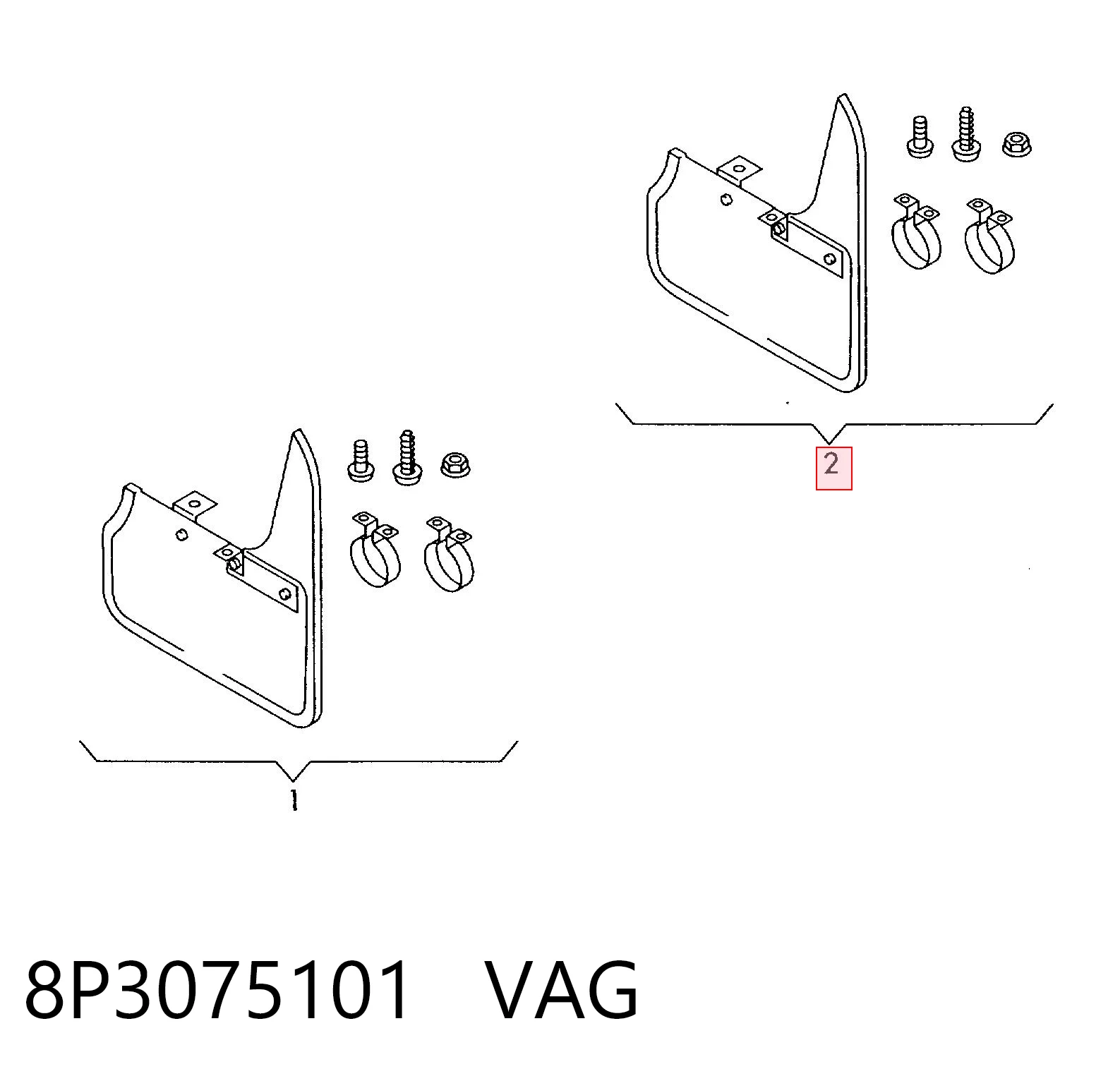 8P3075101 VAG Бризковики задні, комплект