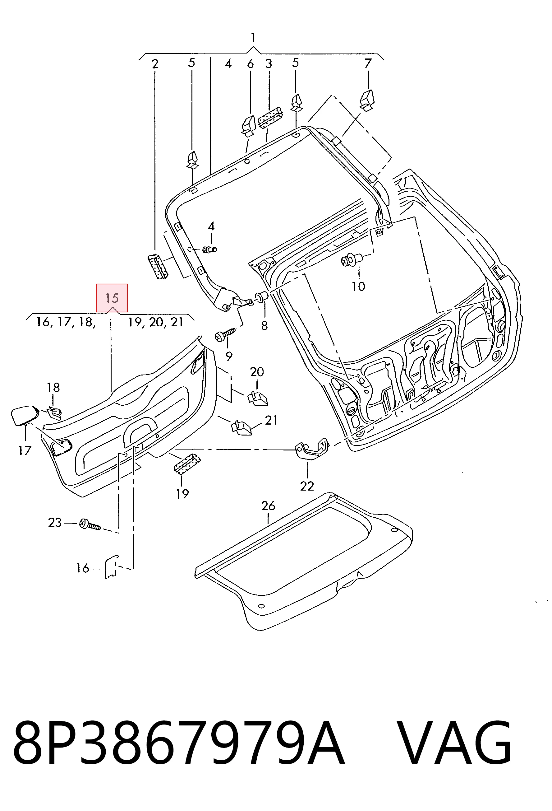 8P3867979A VAG Пластик п'ятих дверей