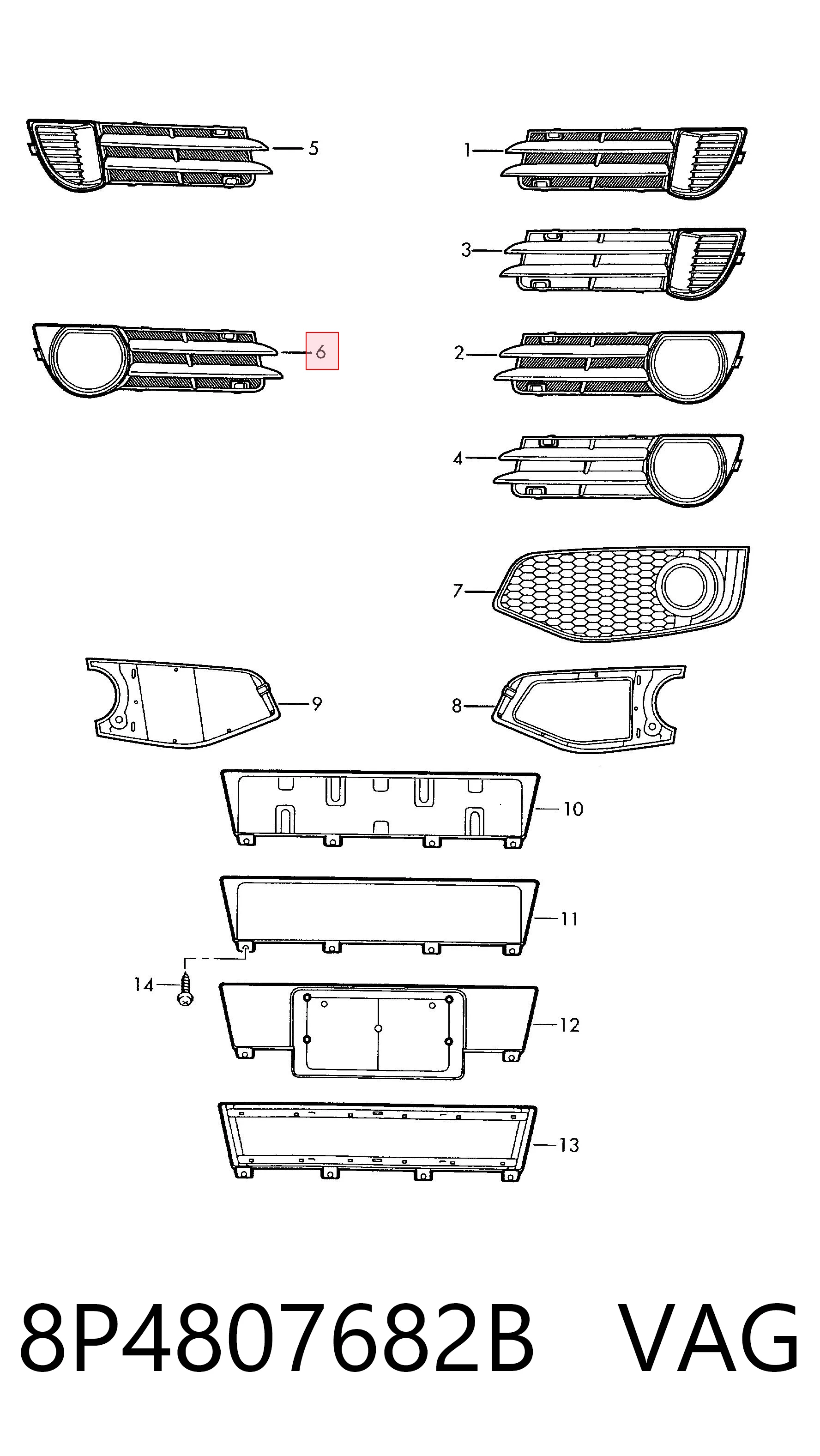 8P4807682B VAG Заглушка ПТФ бампера переднього права