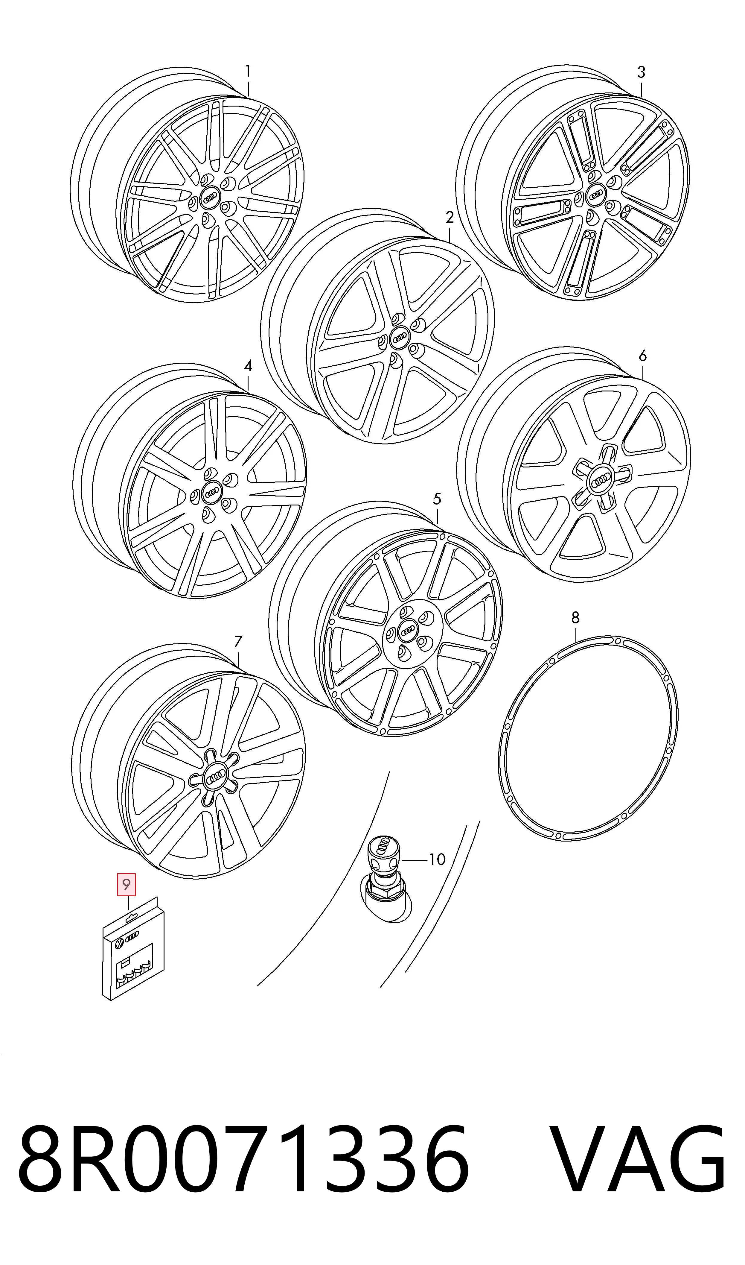 8R0071336 VAG Болти до колеса