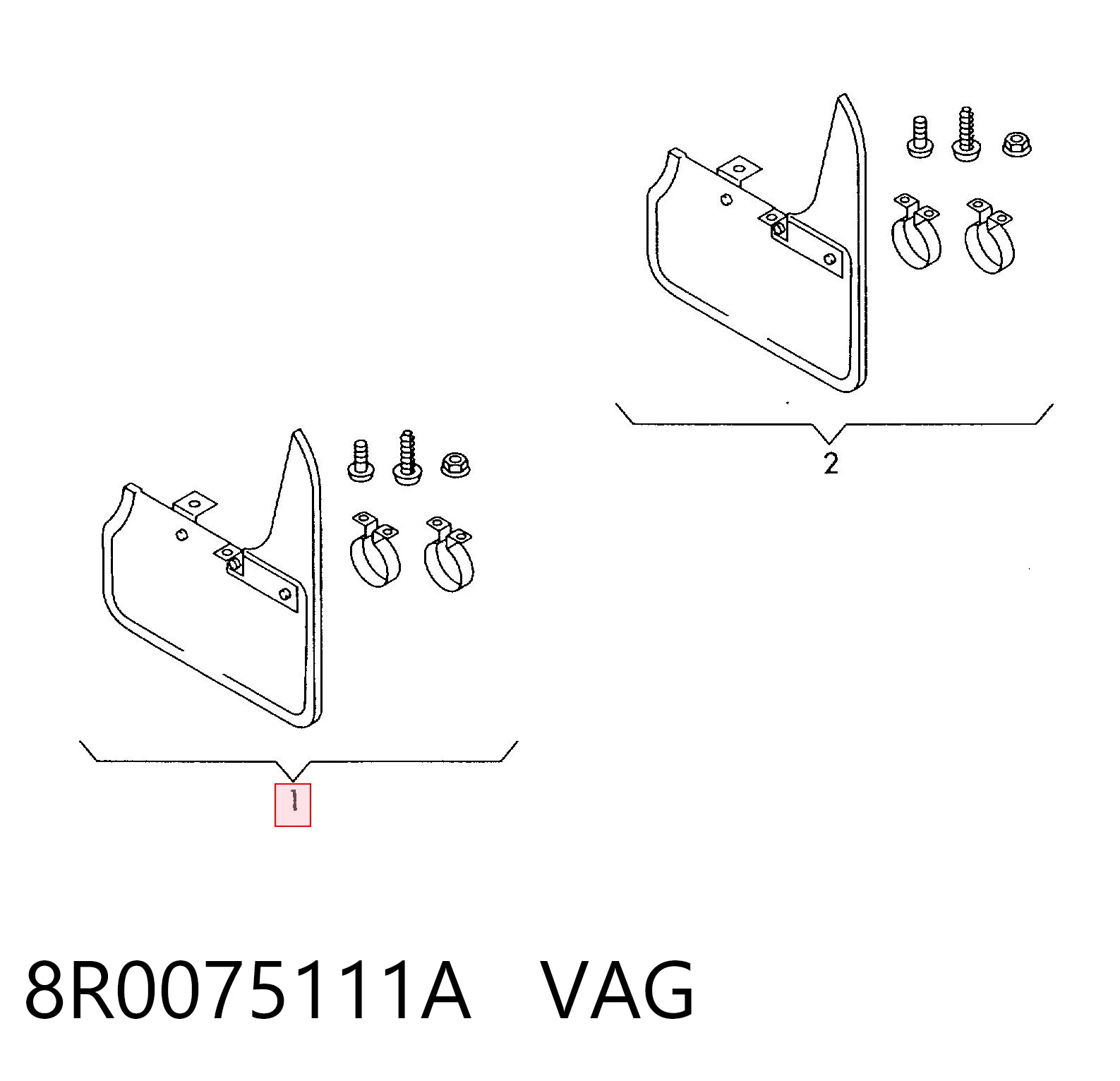 8R0075111A VAG Комплект передніх бризковиків