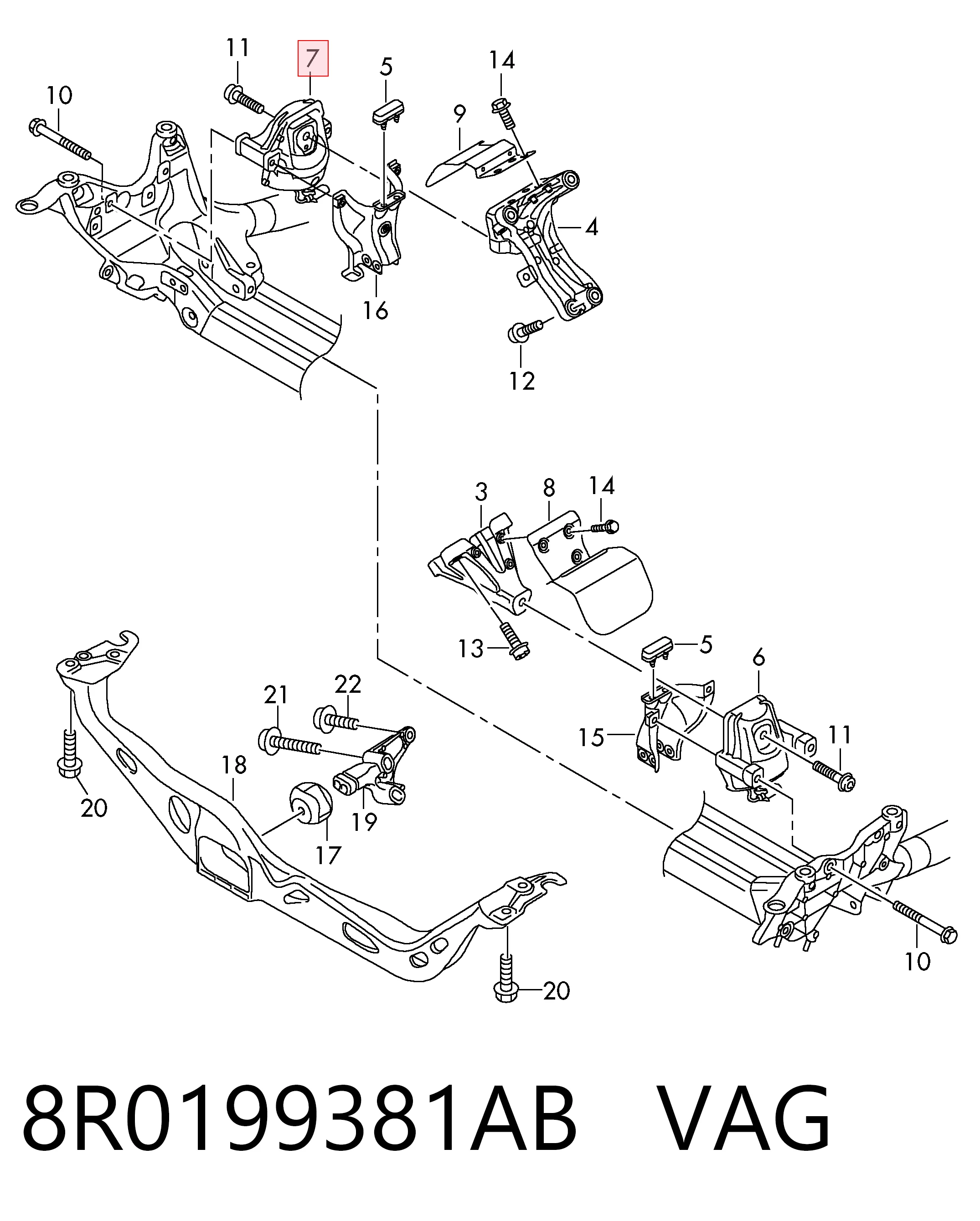 8R0199381AB VAG Права подушка мотора