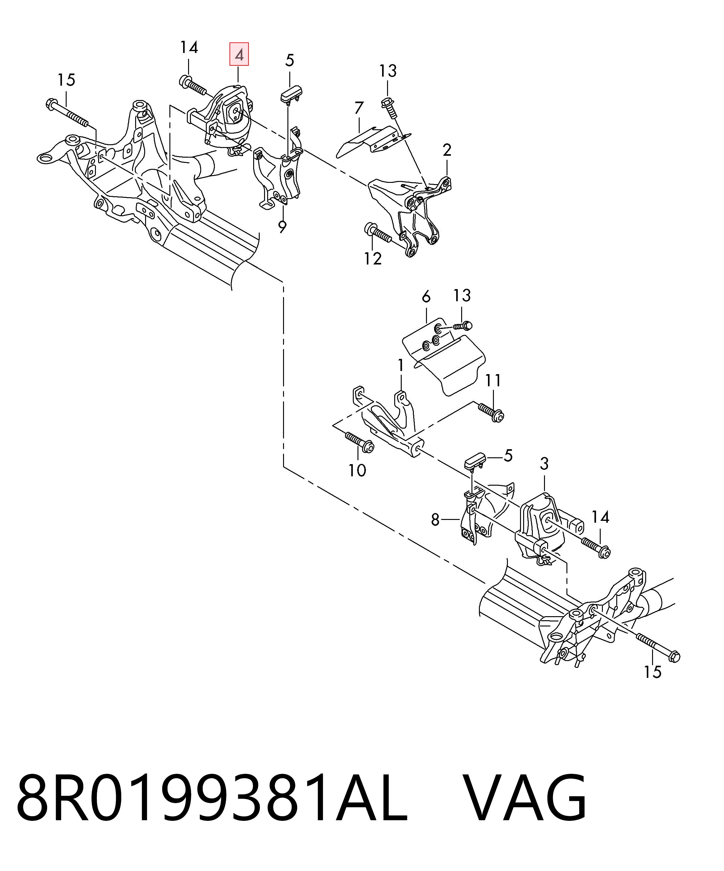 8R0199381AL VAG Права подушка мотора