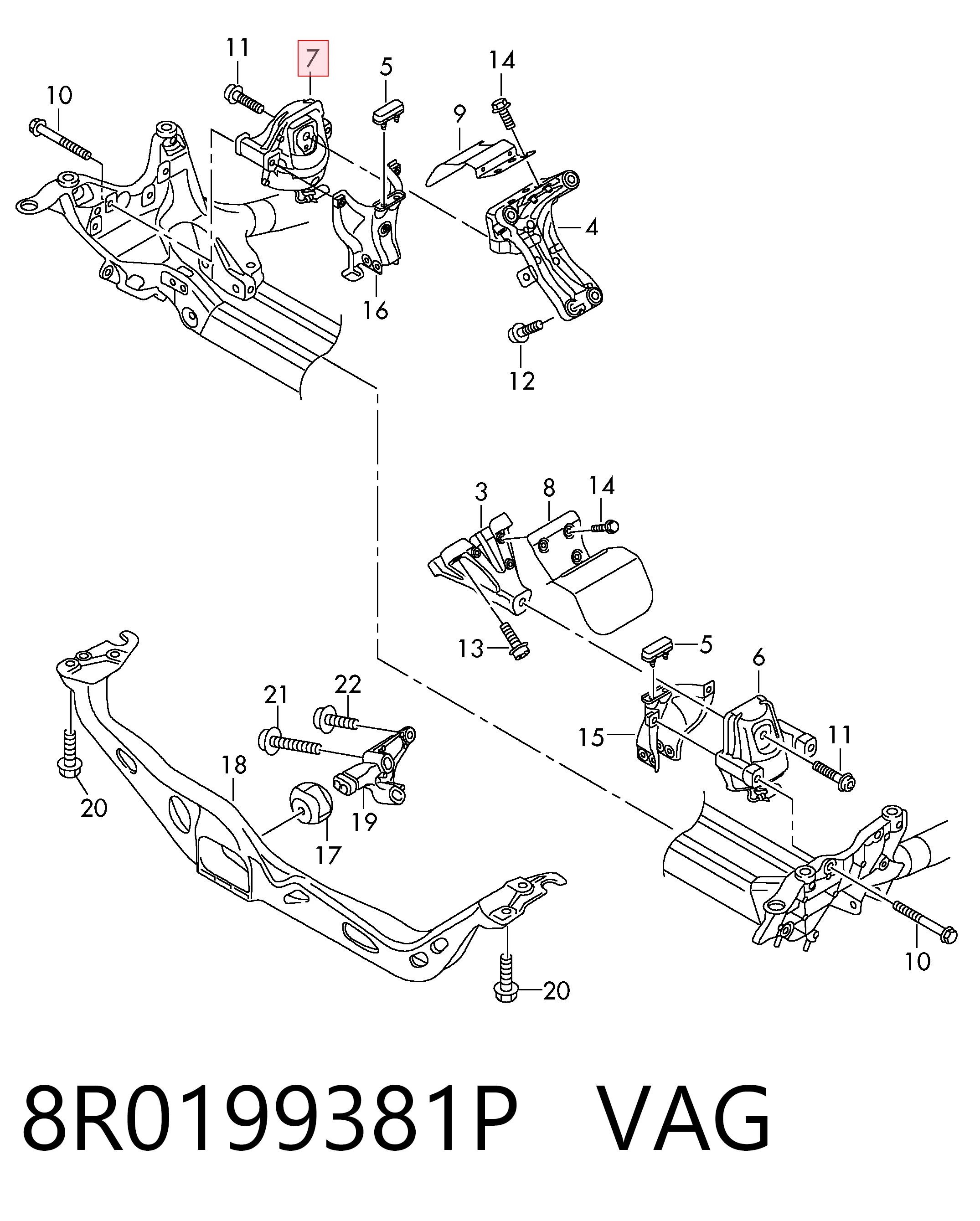 8R0199381P VAG Права подушка мотора