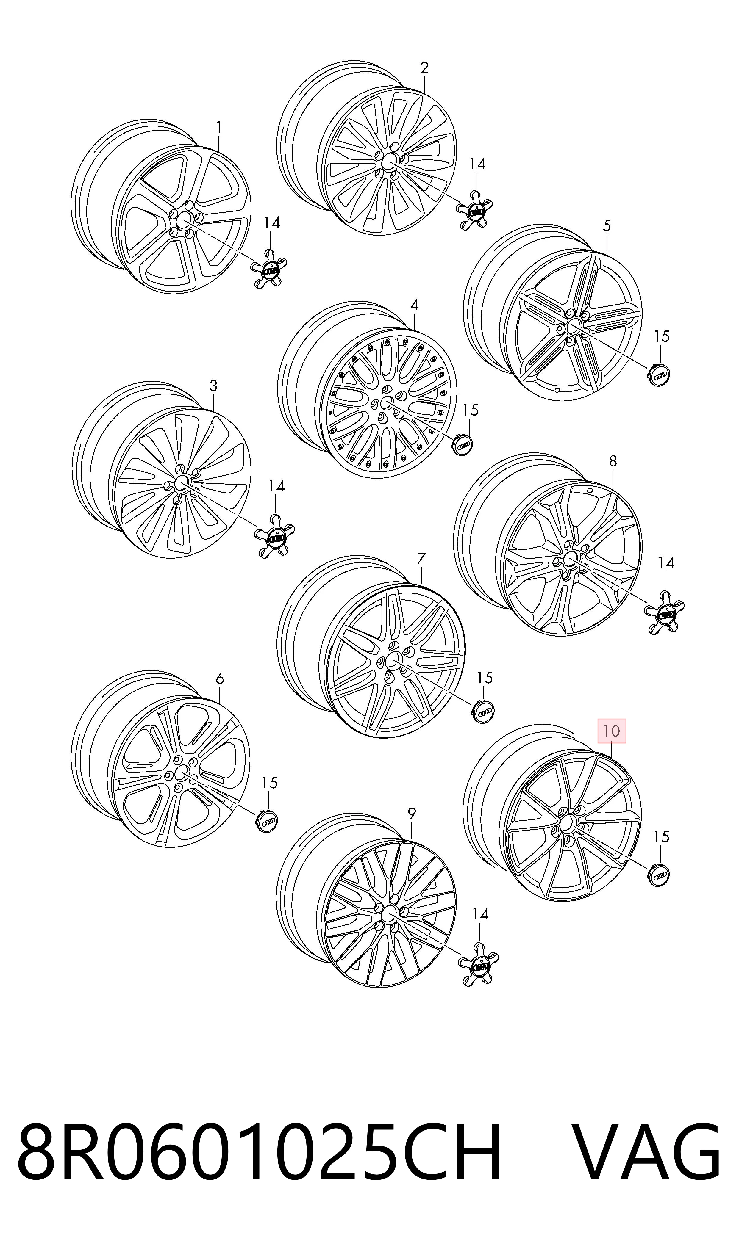 8R0601025CH VAG Диски колісні литі (легкосплавні, титанові)