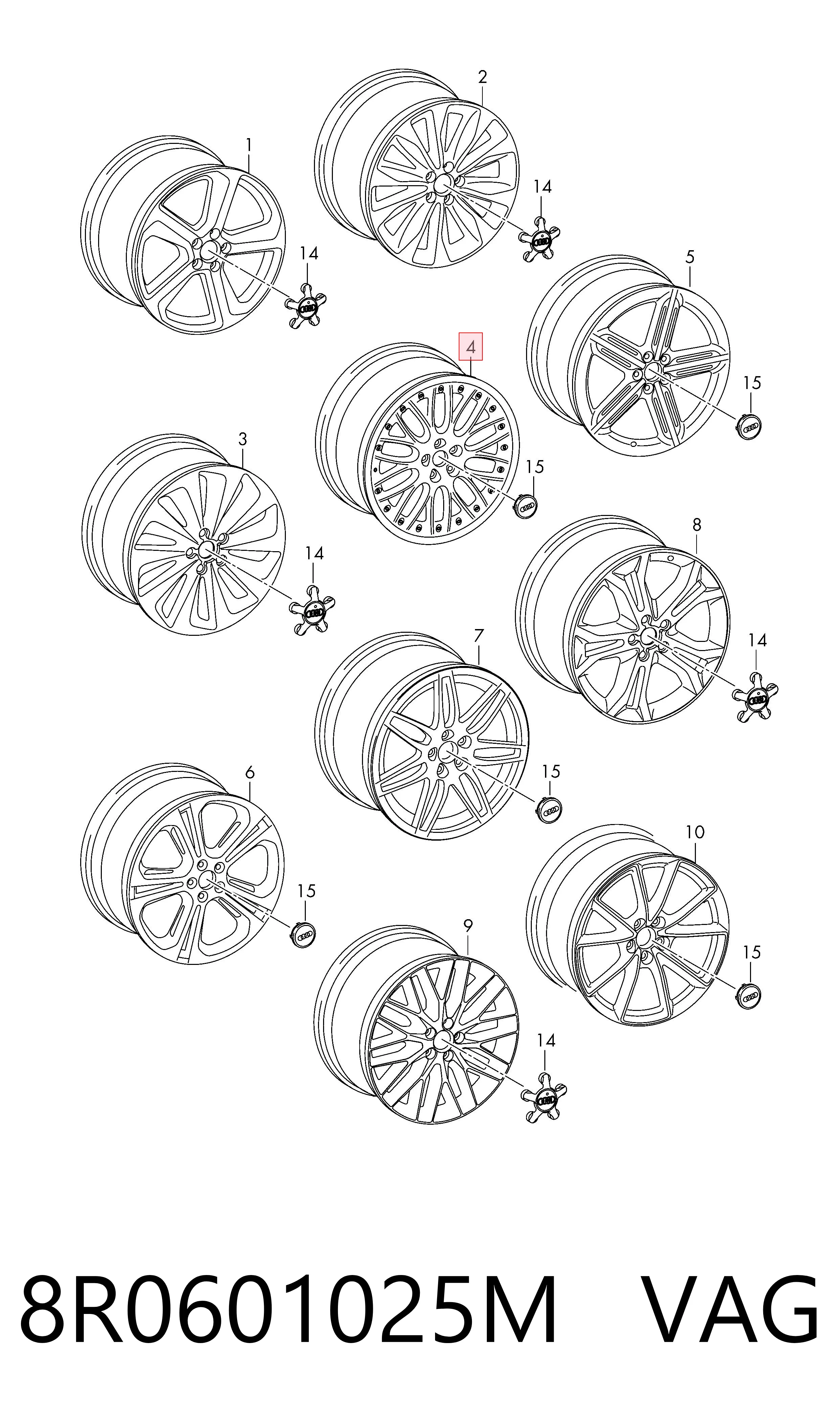 8R0601025M VAG Диски колісні литі (легкосплавні, титанові)