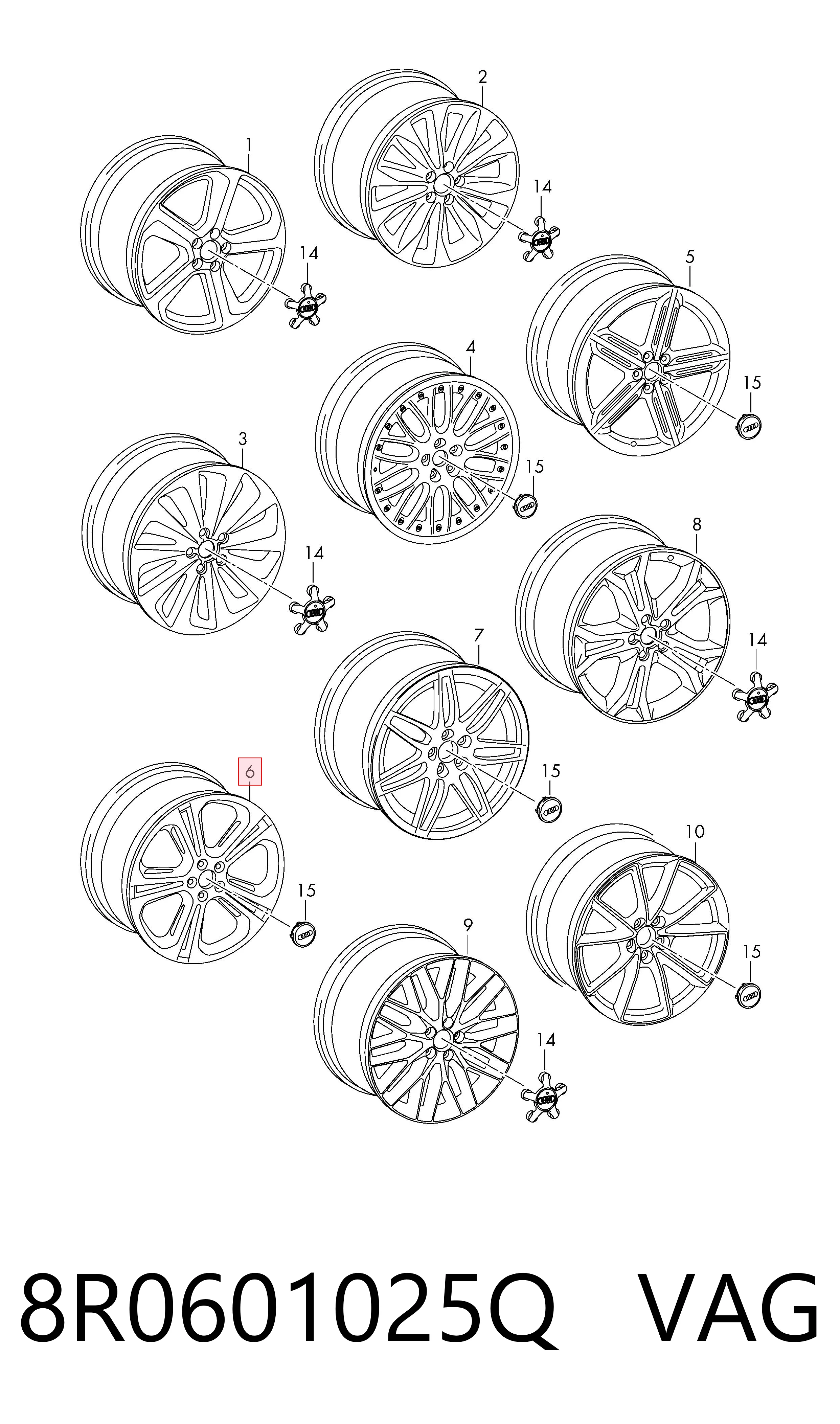 8R0601025Q VAG Диски колісні литі (легкосплавні, титанові)