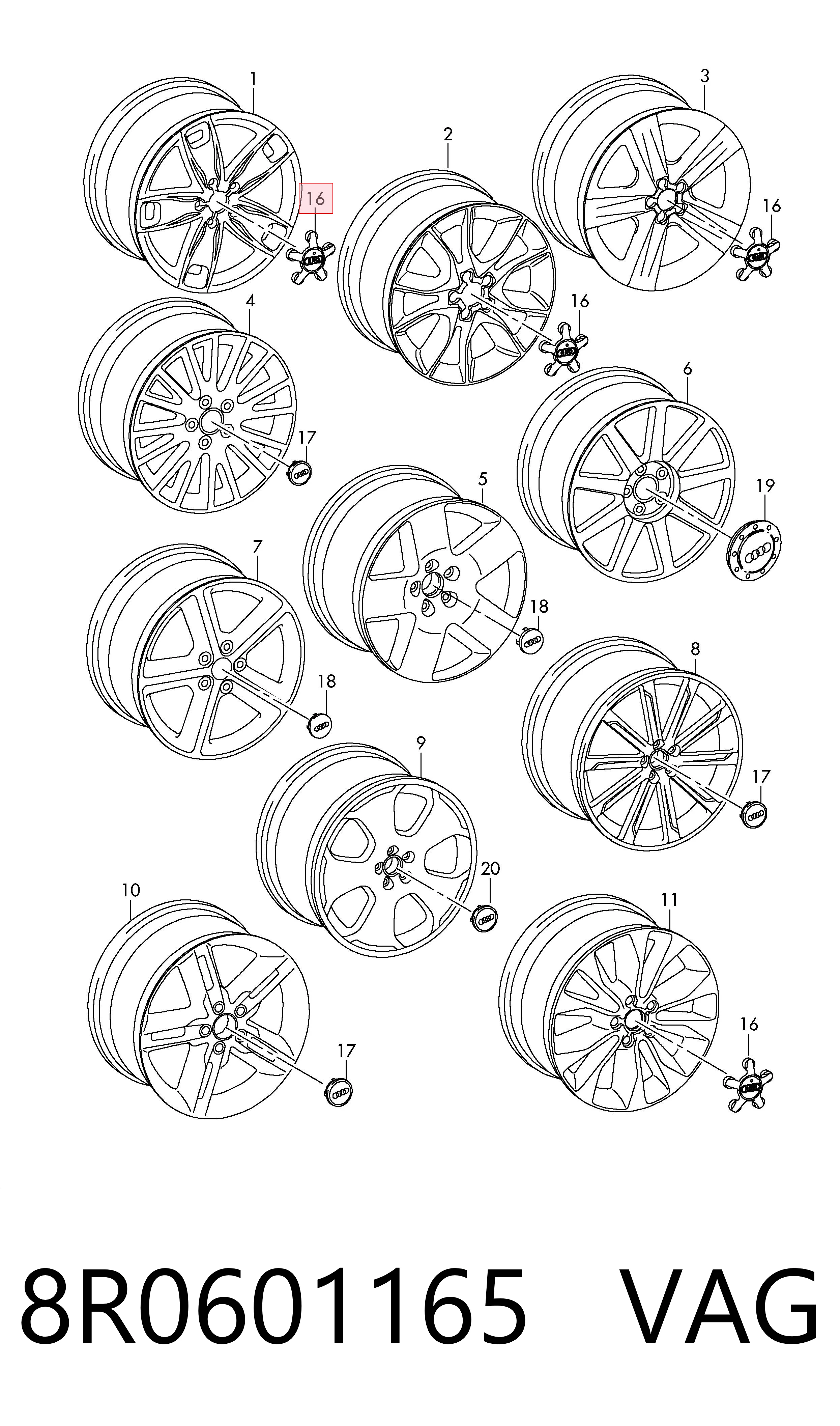 8R0601165 VAG Ковпаки на колеса