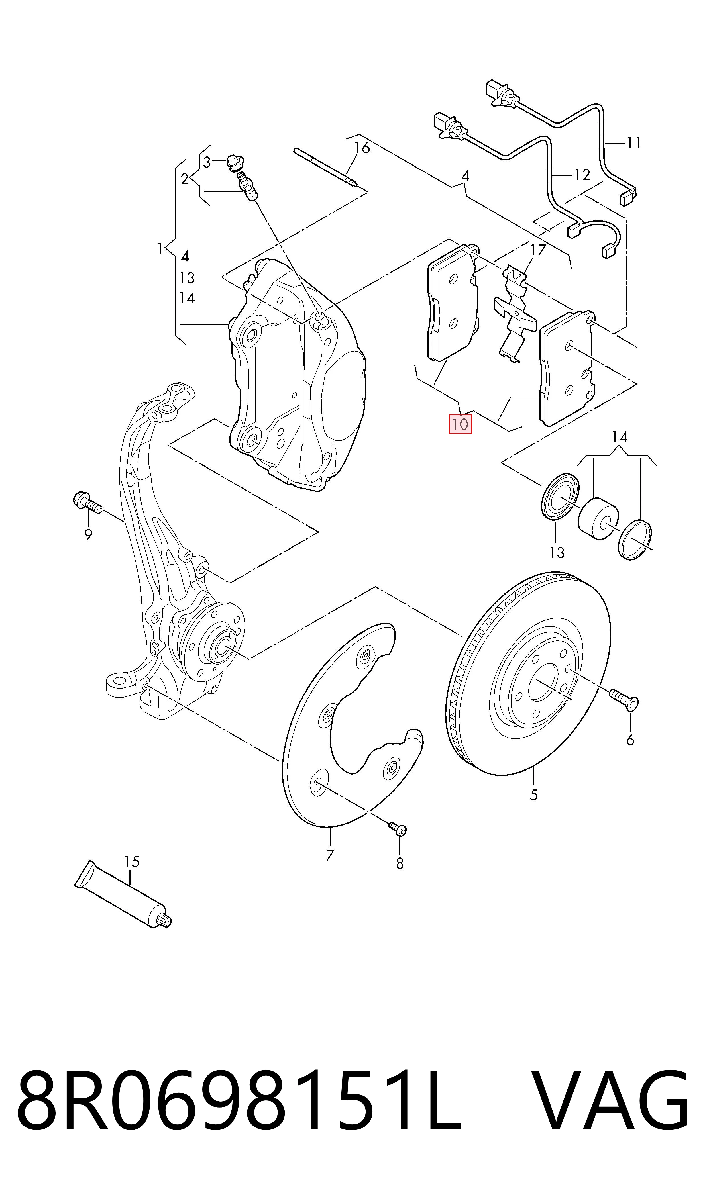 8R0698151L VAG Передні гальмівні колодки