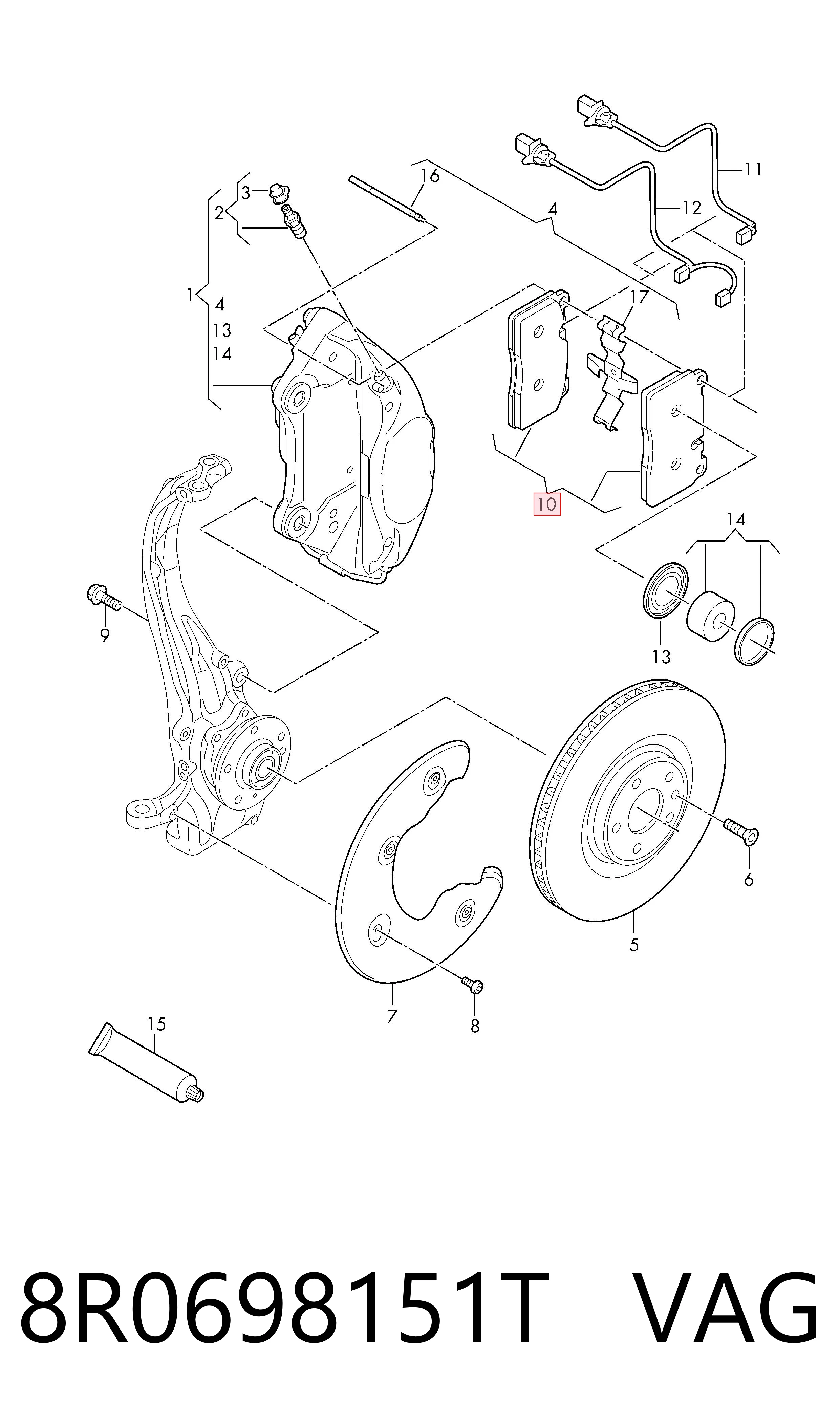 8R0698151T VAG Передні гальмівні колодки