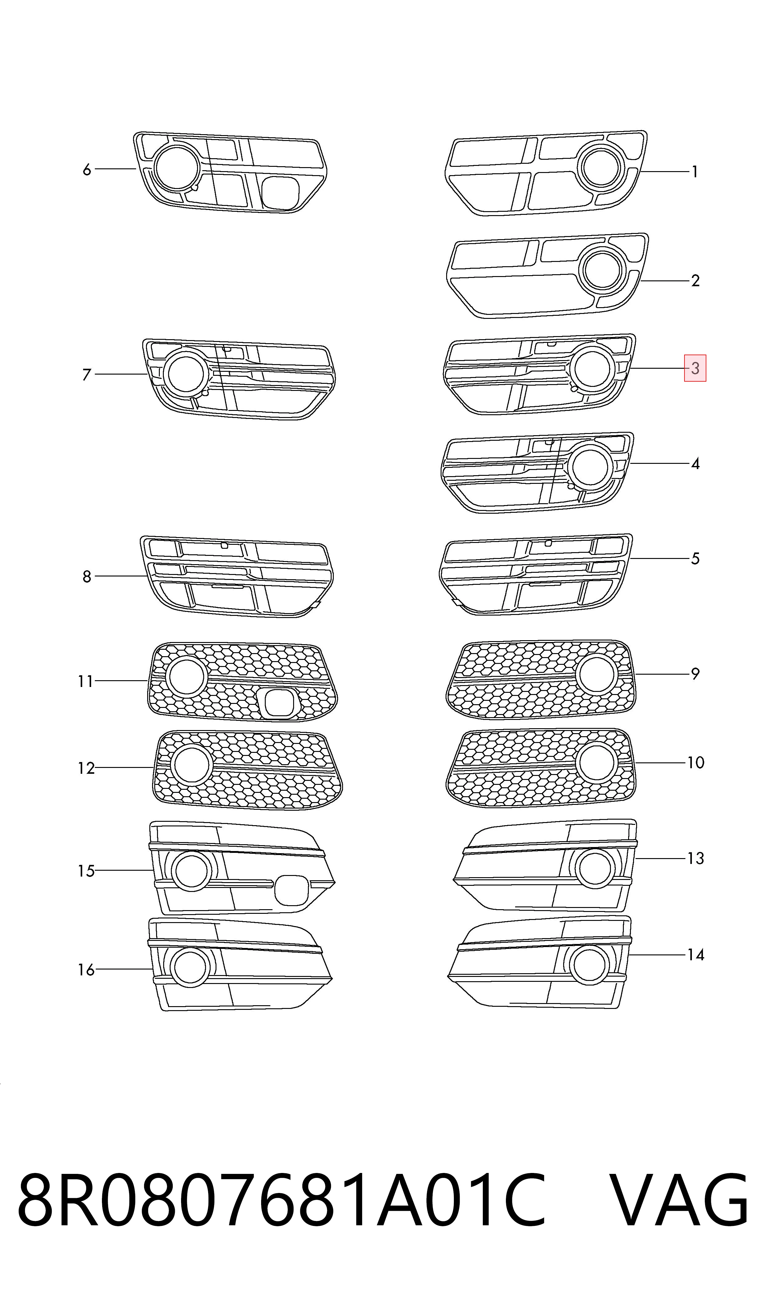 8R0807681A01C VAG Заглушка протитуманок, ліва