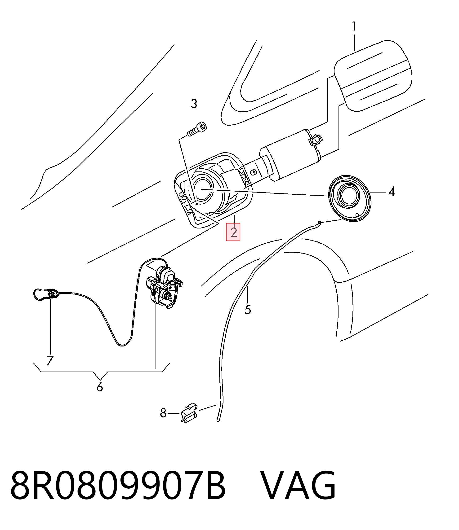 8R0809907B VAG Заливна горловина бензобака