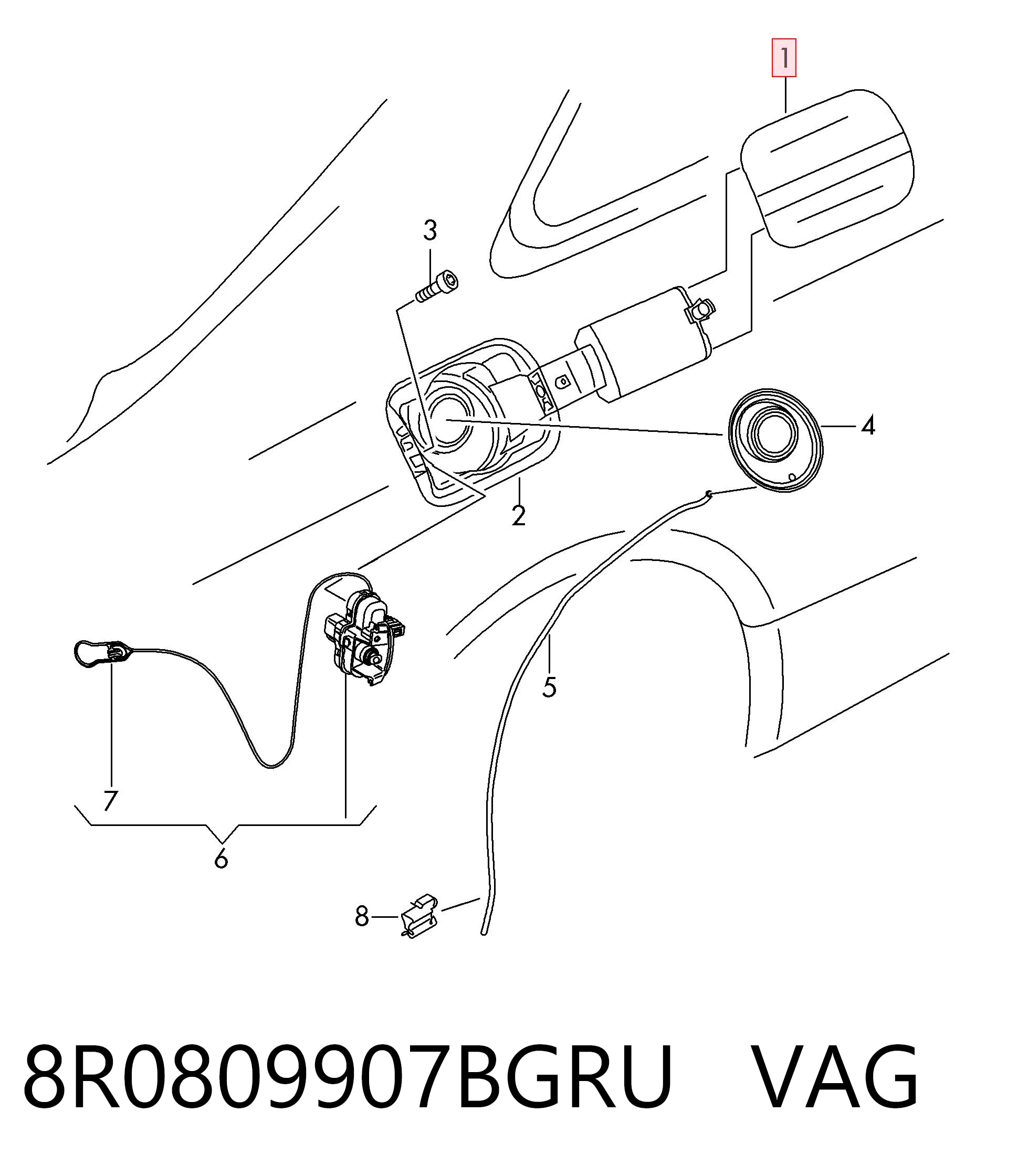 8R0809907BGRU VAG Горловина паливного бака