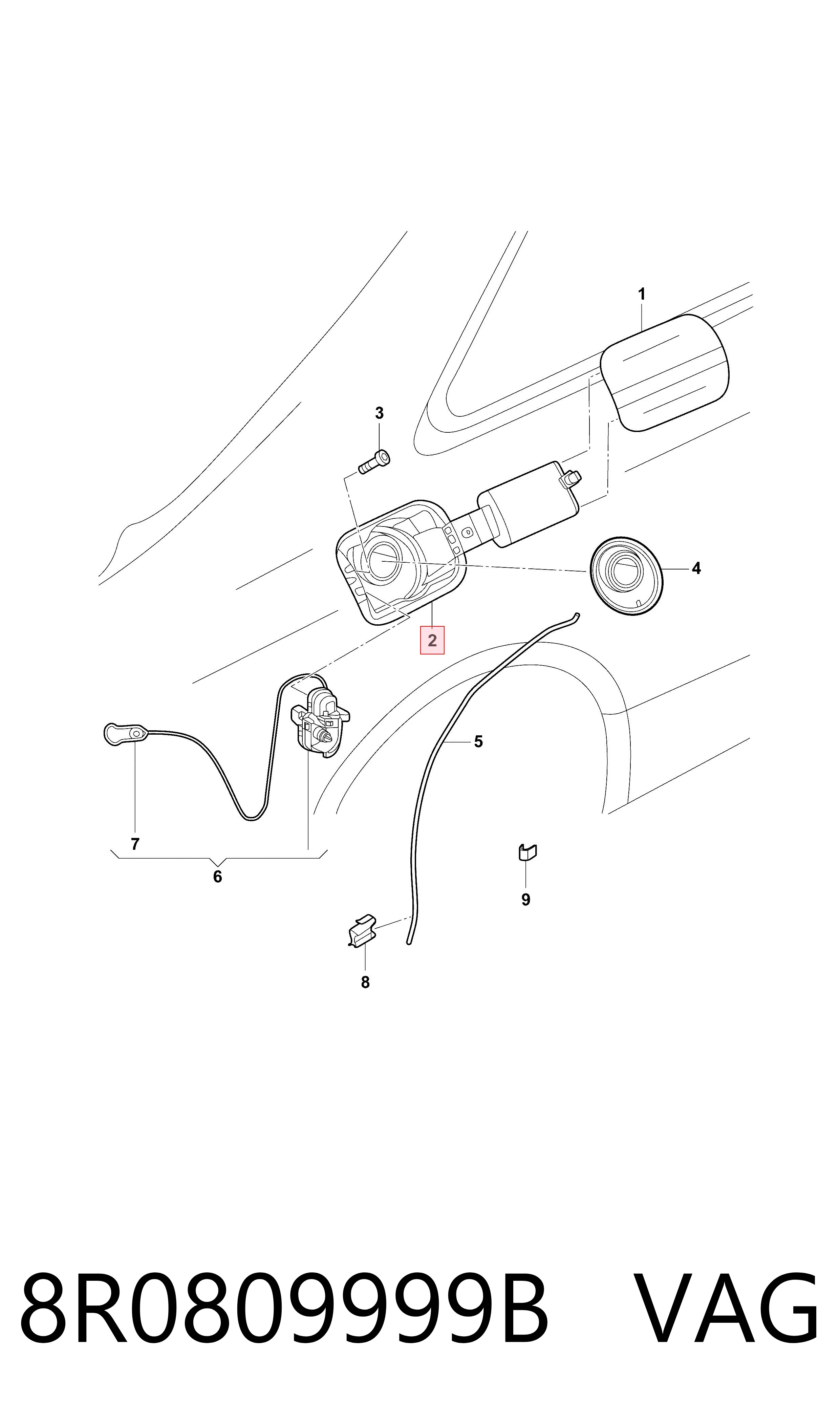 8R0809999B VAG Заливна горловина бензобака