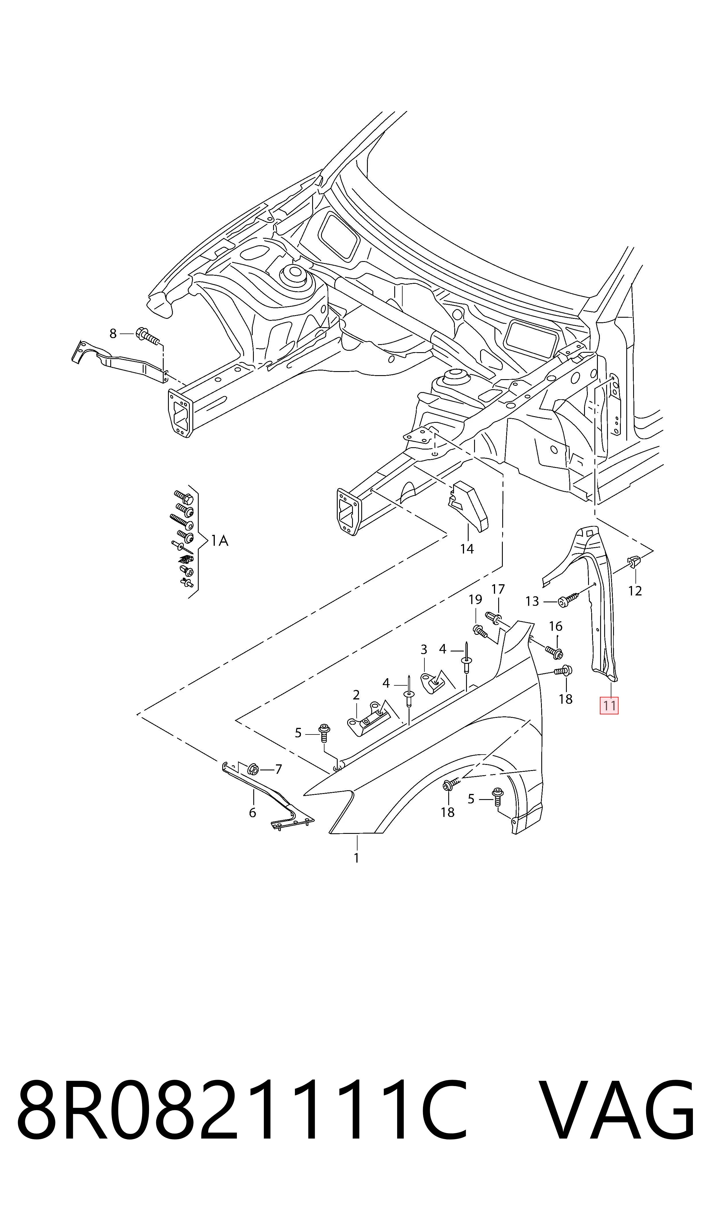 8R0821111C VAG Ущільнювач арки крила