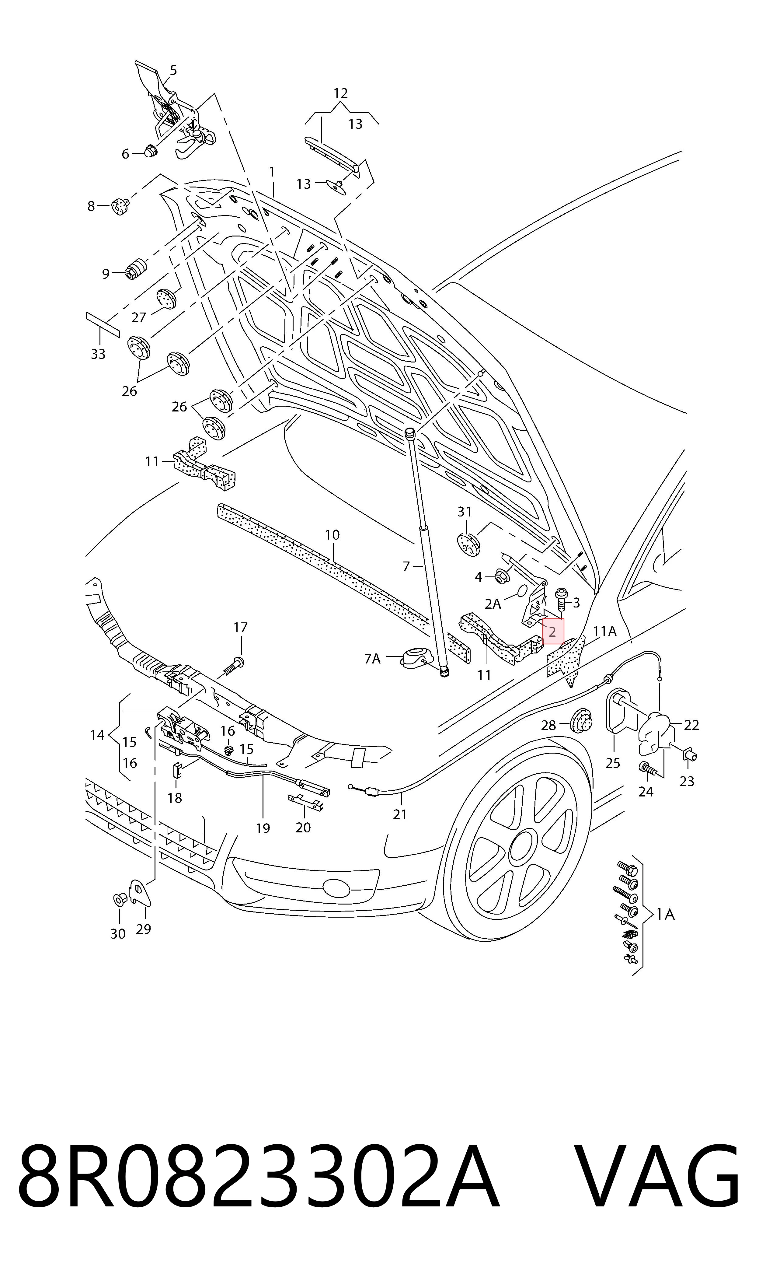 Купити 8R0823302A VAG Шарнір капота правий