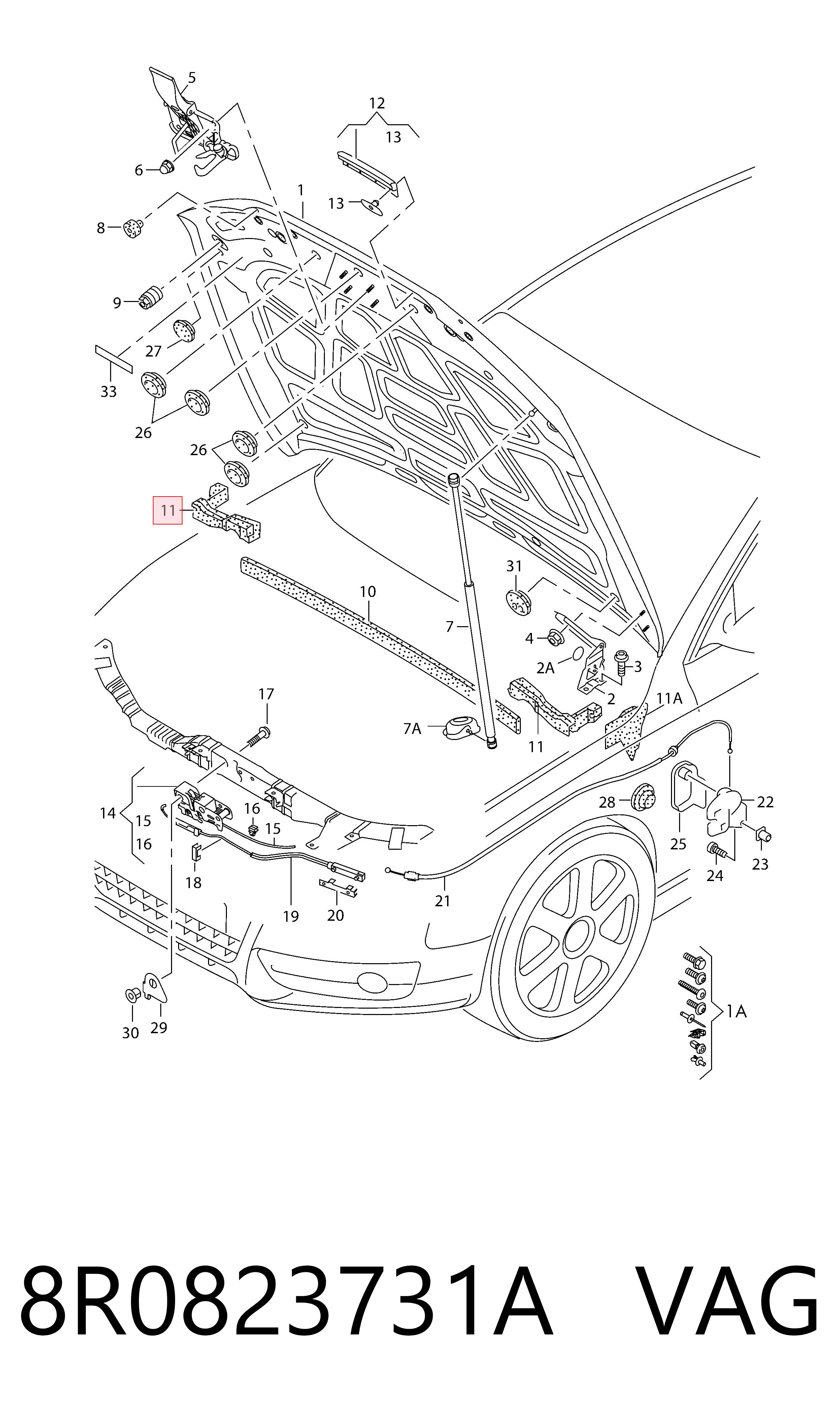 8R0823731A VAG Ущільнювач капота