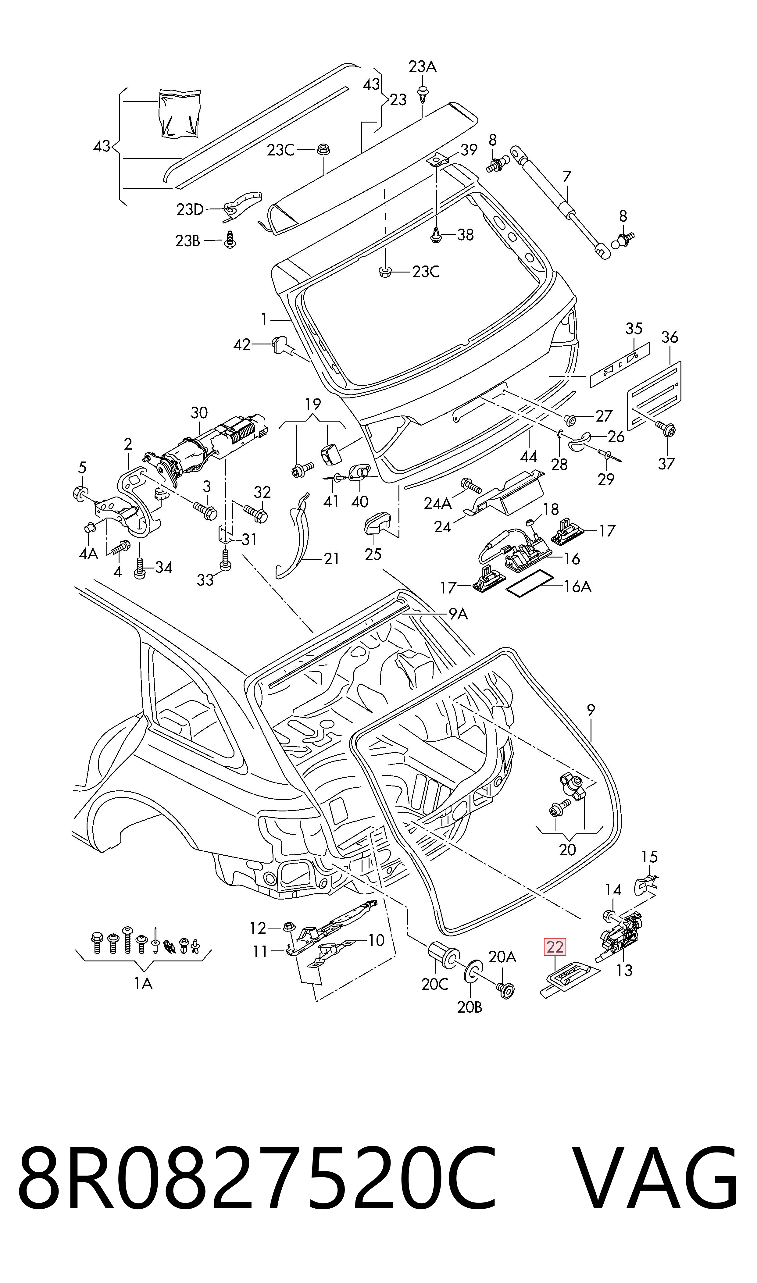 Купити 8R0827520C VAG Накладка задньої 3-й/5-й двері