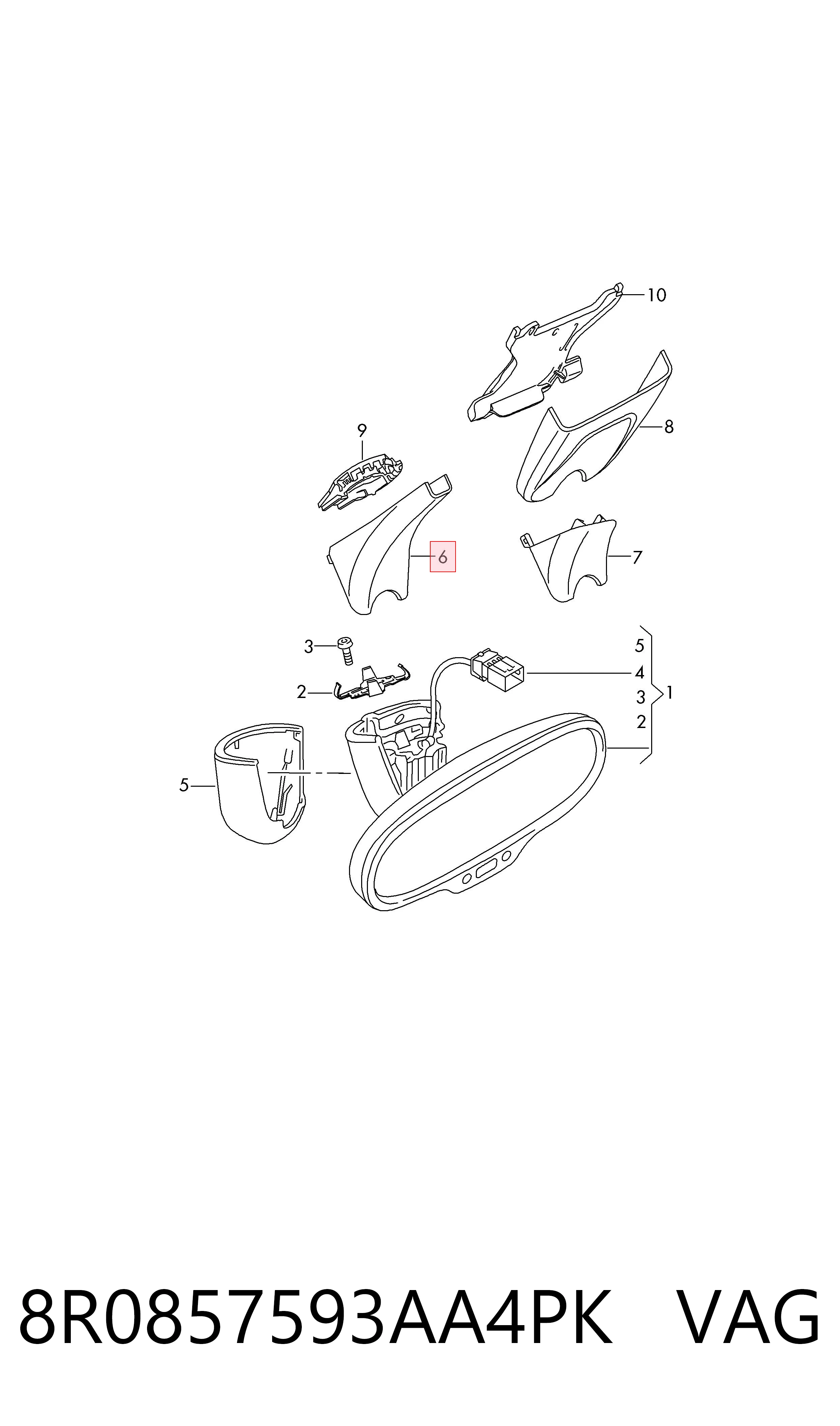 8R0857593AA4PK VAG Накладка (кришка) кронштейна дзеркала салону