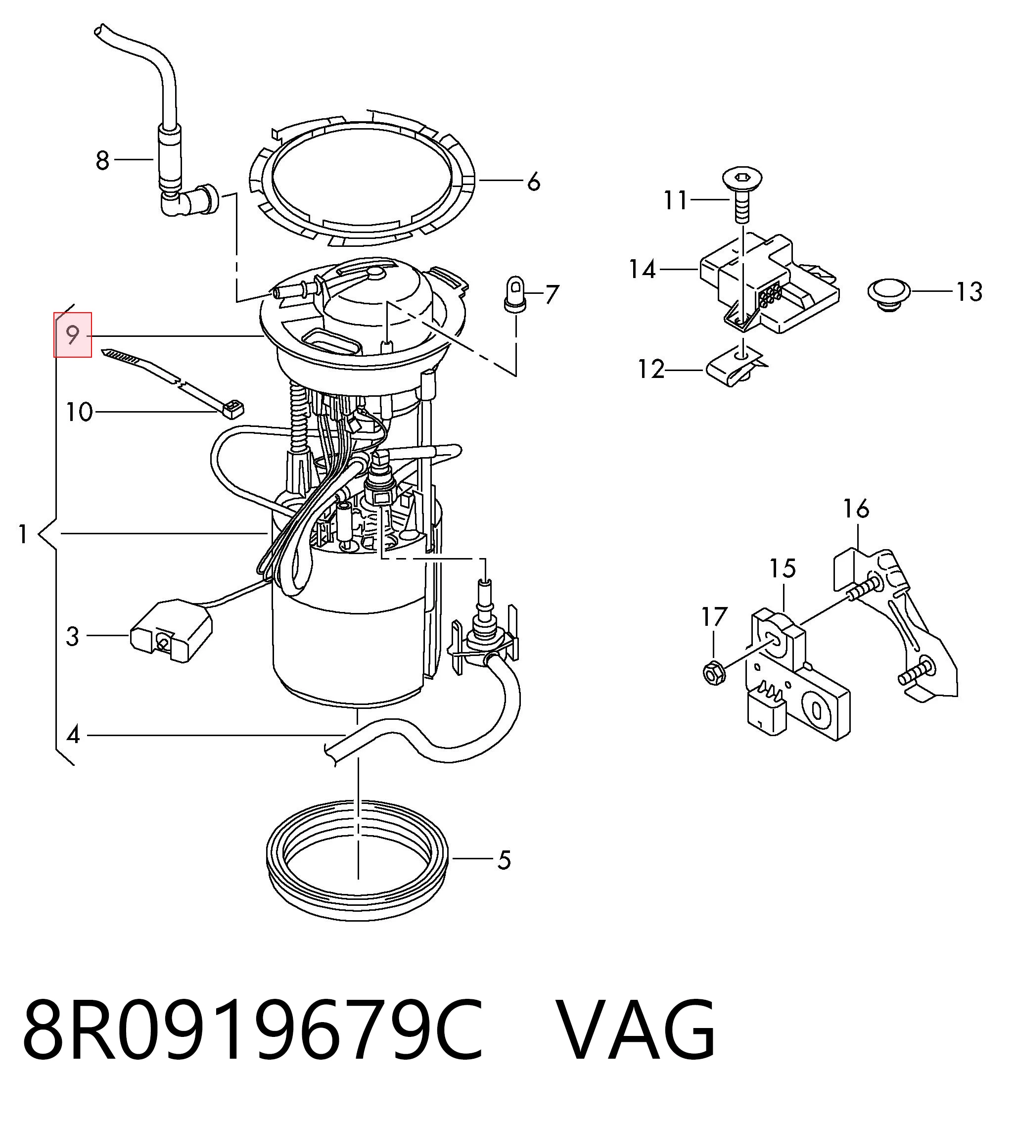 Фільтр тонкого очищення палива VAG 8R0919679C ціна, від 65.67 USD