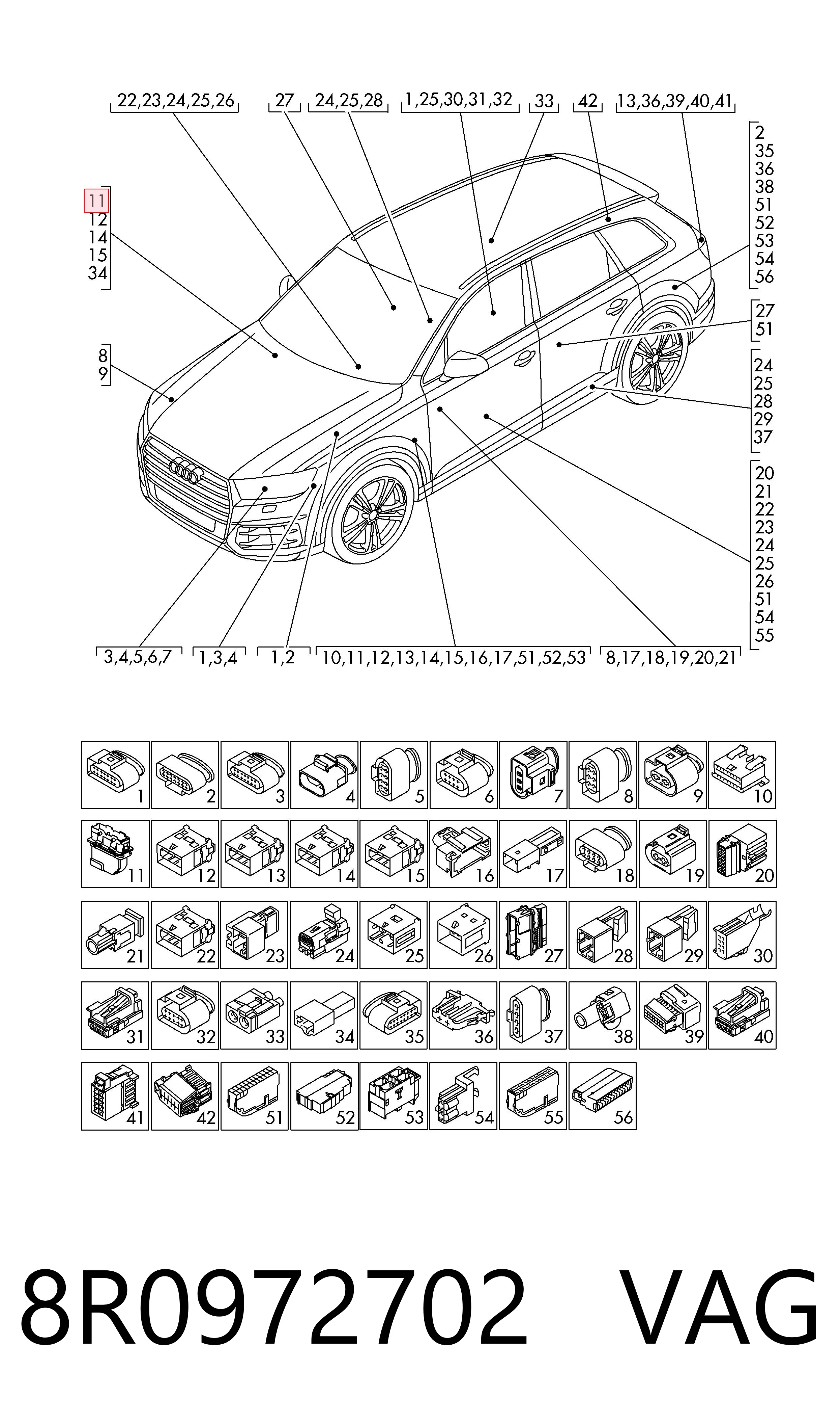 8R0972702 VAG Роз'єм (фішка) ліхтаря підсвітки номерного знака